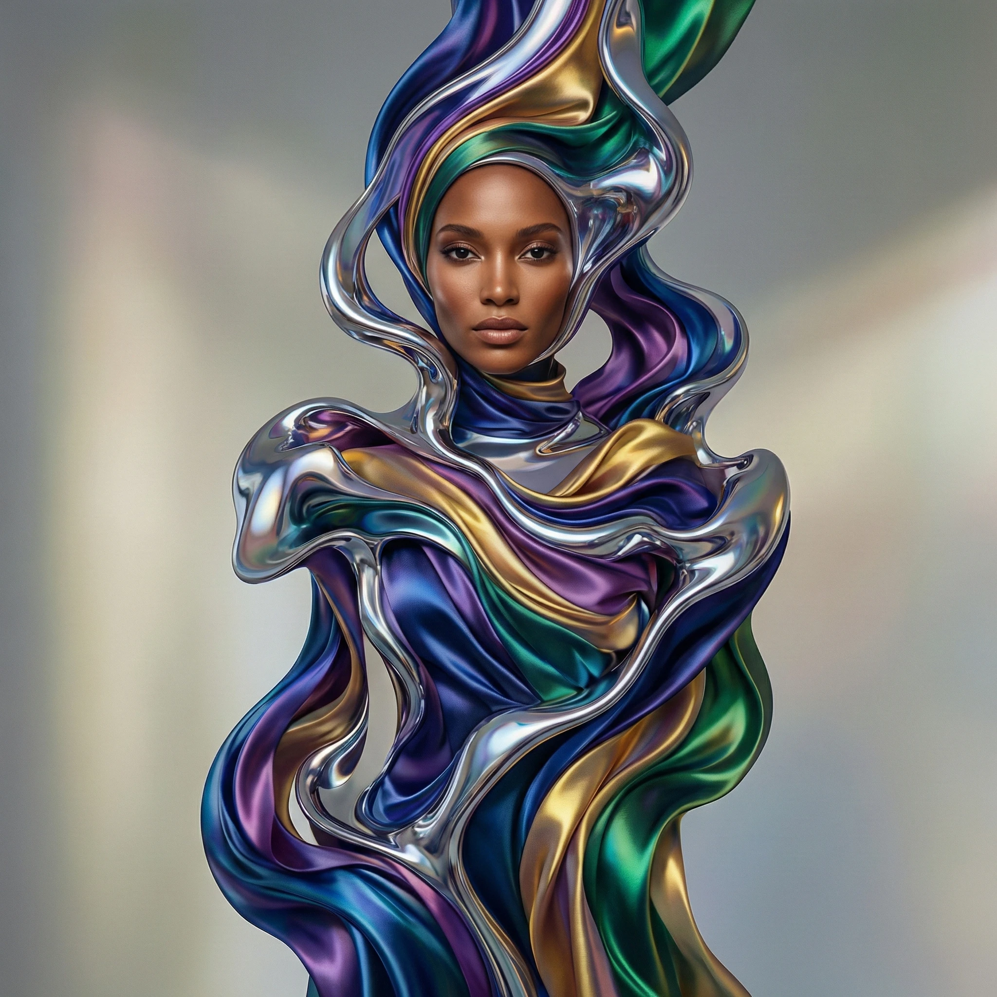 Абстрактный портрет «Жидкая Текучесть» — Nano Banana Pro промт