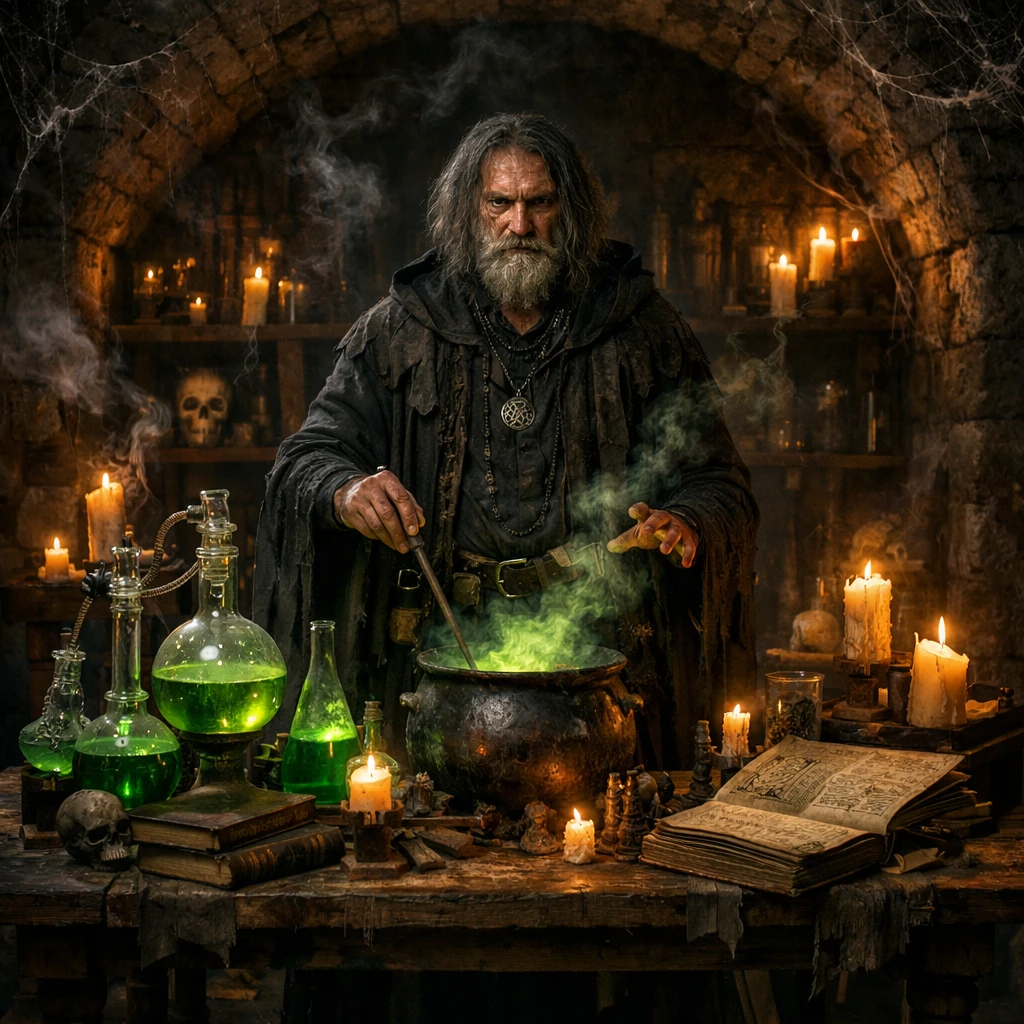 Алхимик темного фэнтези — GPT Image 1.5 промт