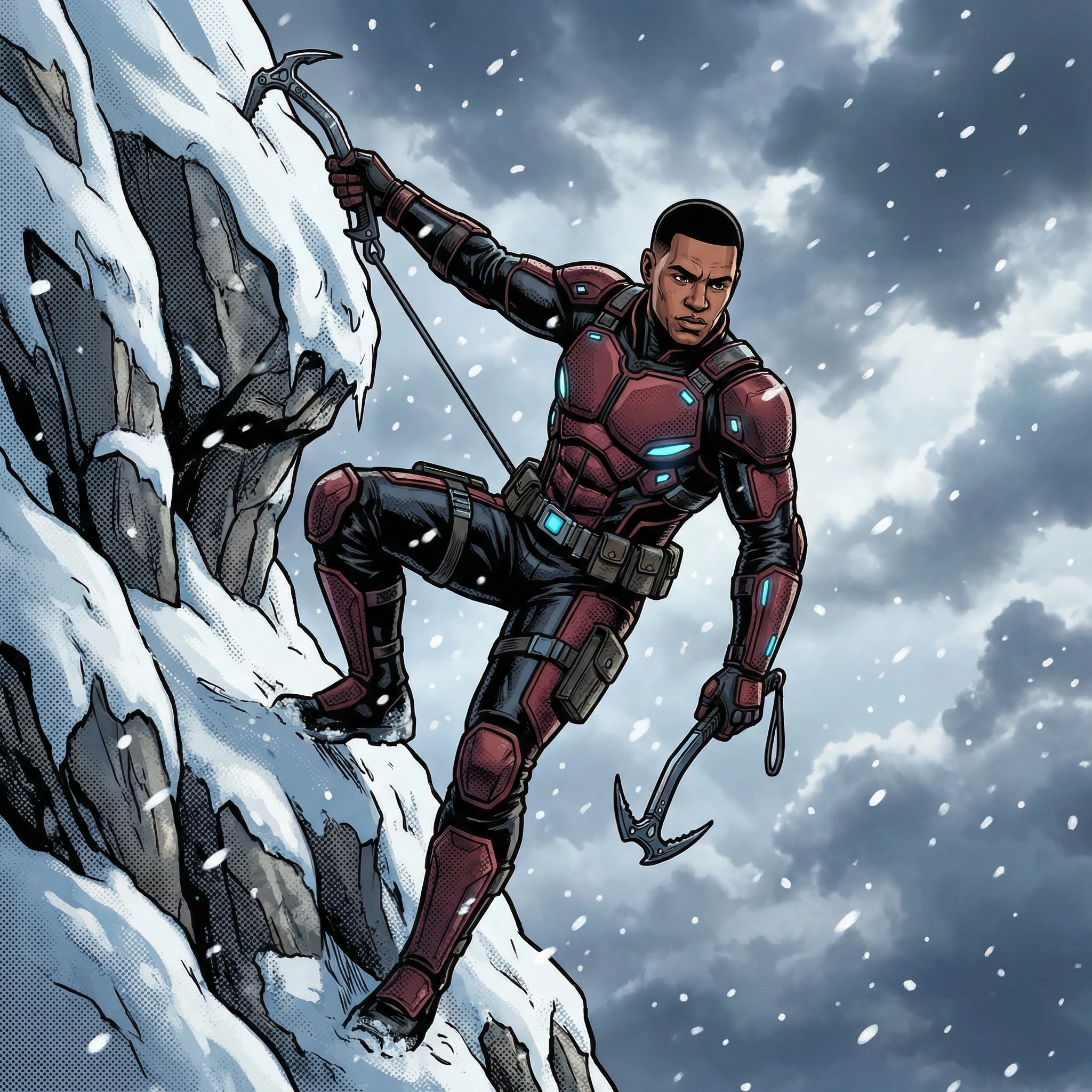 Альпинист в стиле комиксов Marvel — Nano Banana Pro промт
