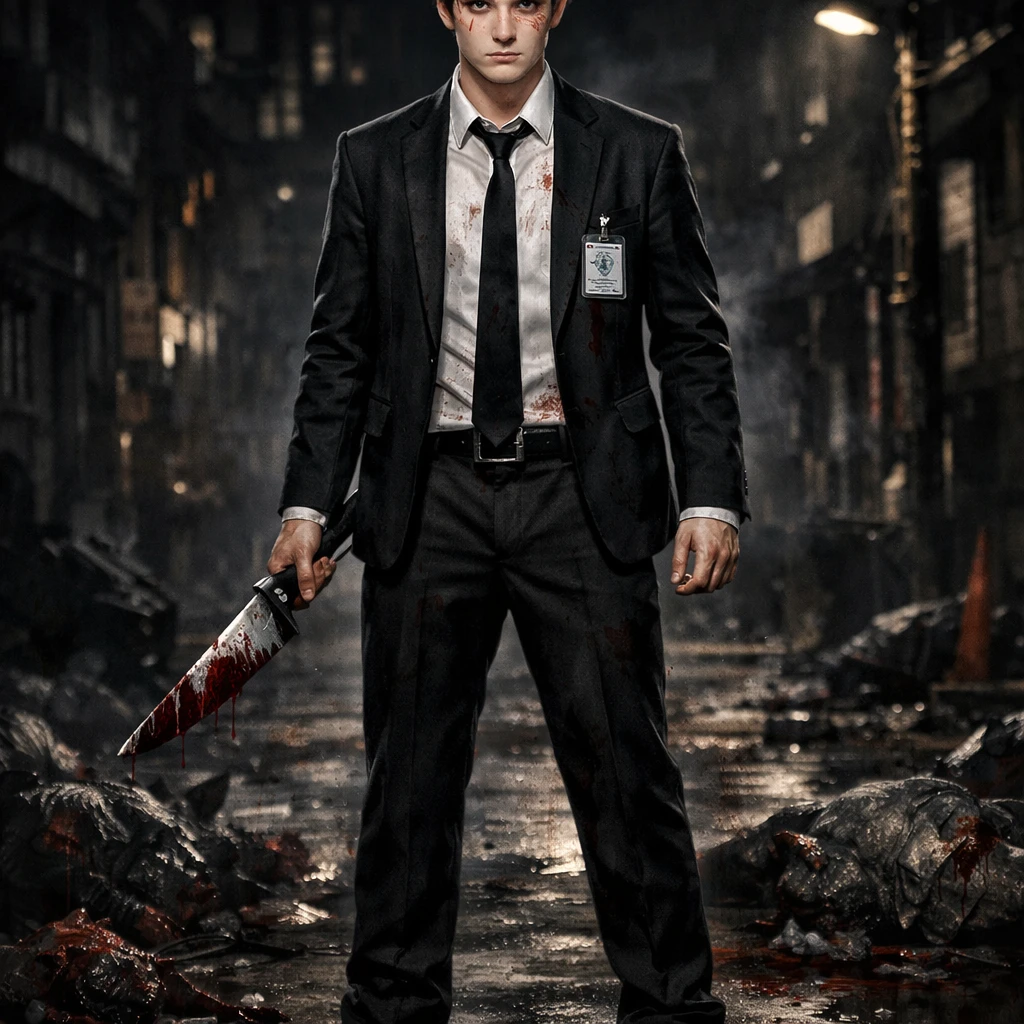 Аниме-герой в стиле 'Человек-бензопила' — GPT Image 1.5 промт