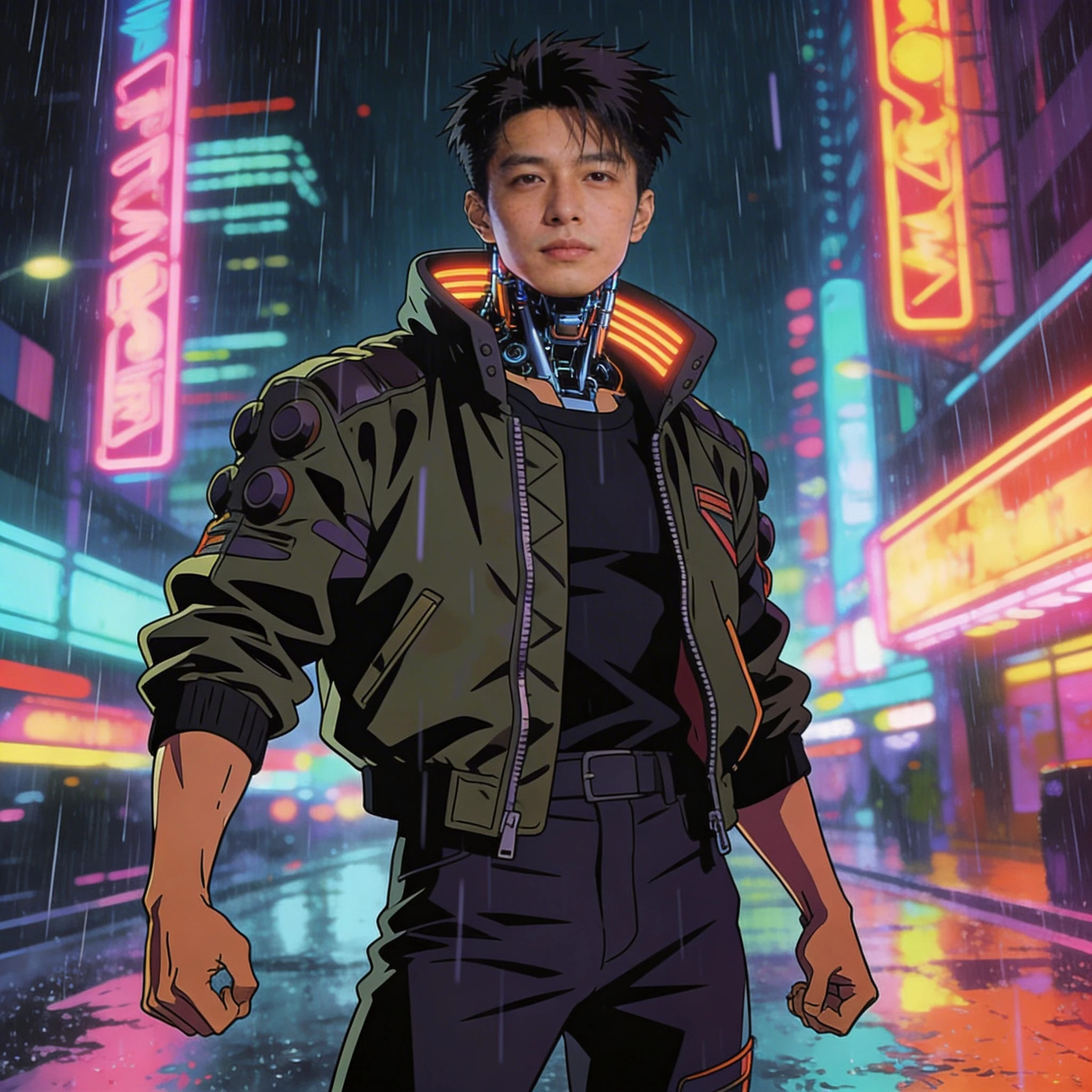 Аниме-герой в стиле кибер-панк 90-х — Seedream 4.5 промт
