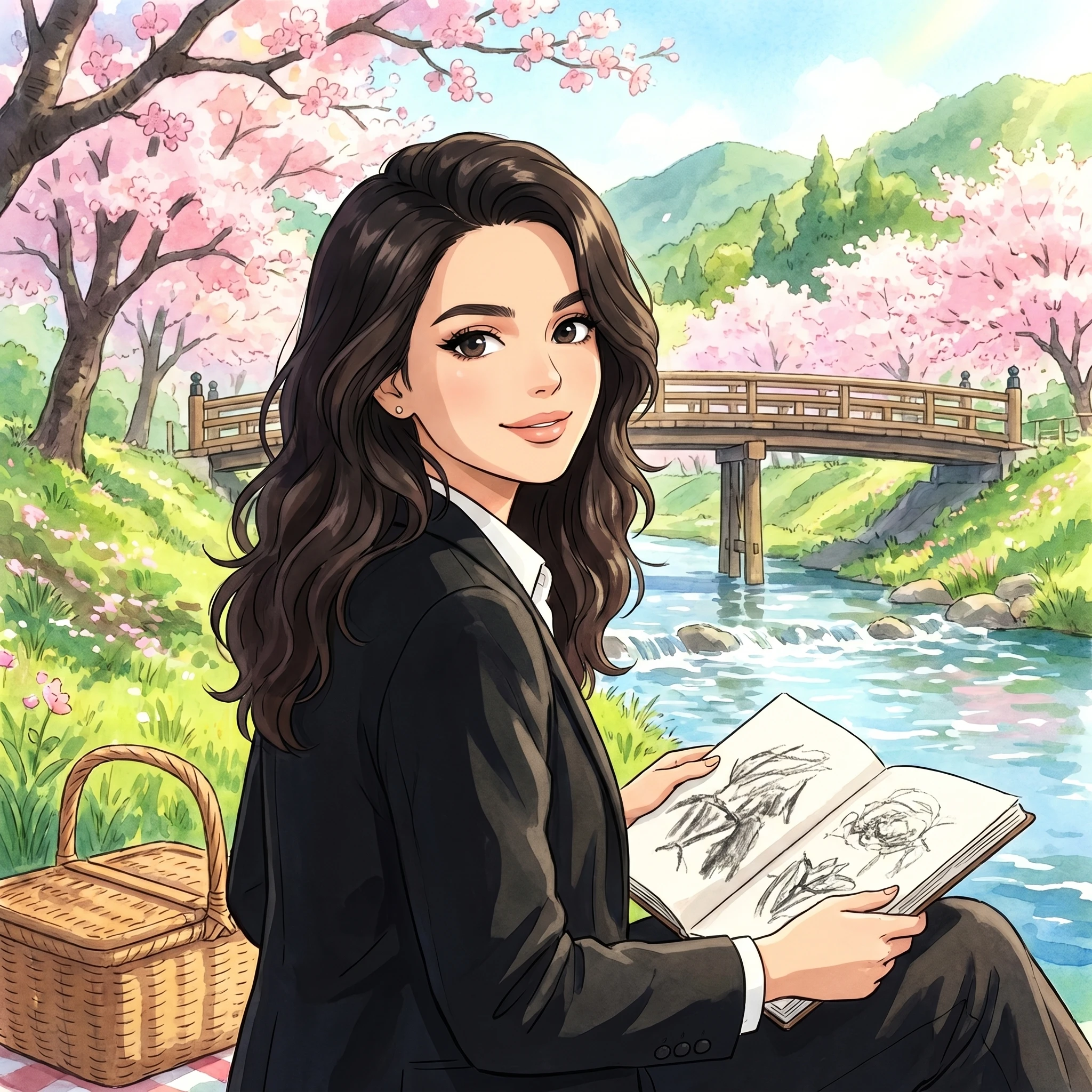 Аниме-отдых: Весенний Пленэр — Nano Banana Pro промт