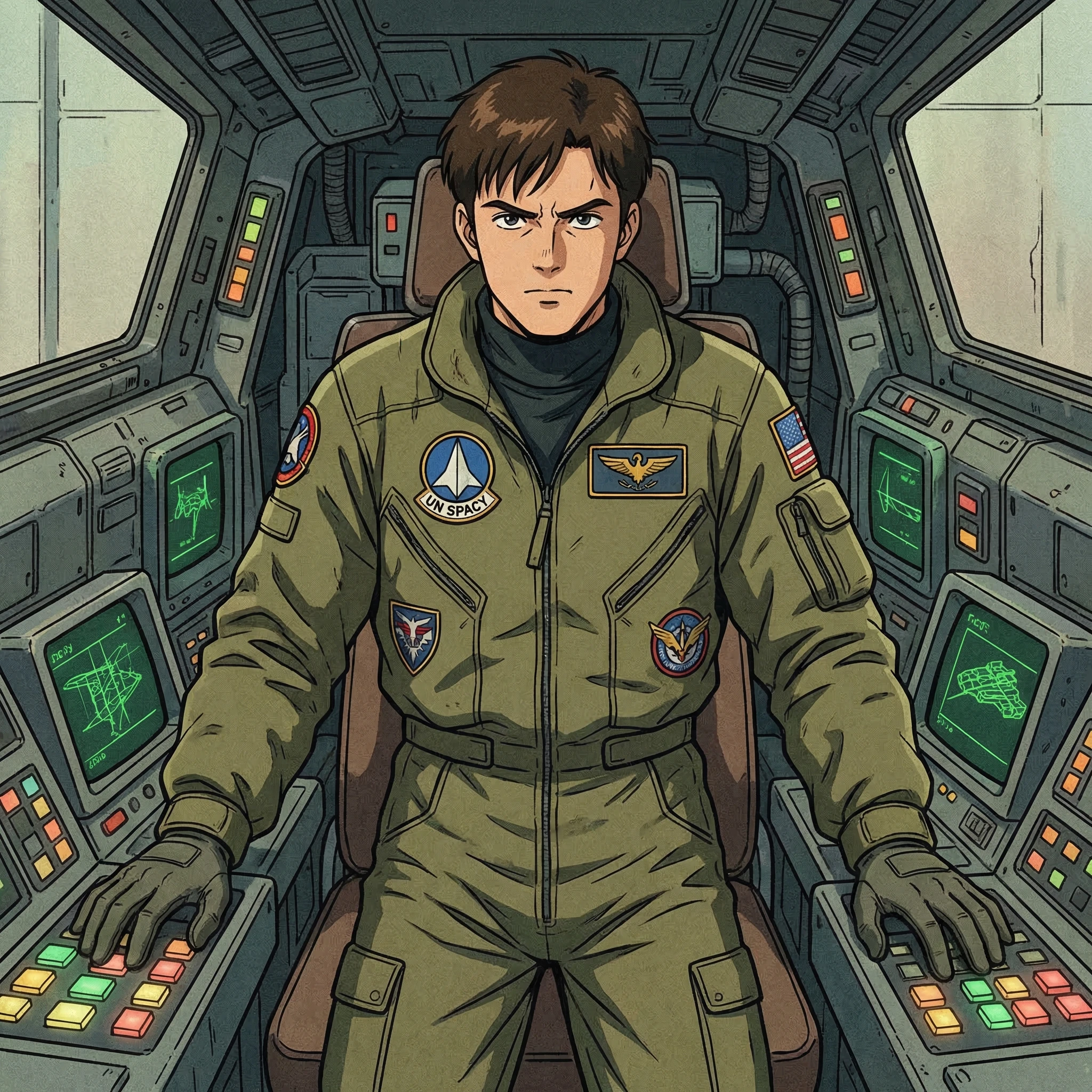 Аниме-пилот гигантского меха (стиль 90-х) — Nano Banana Pro промт