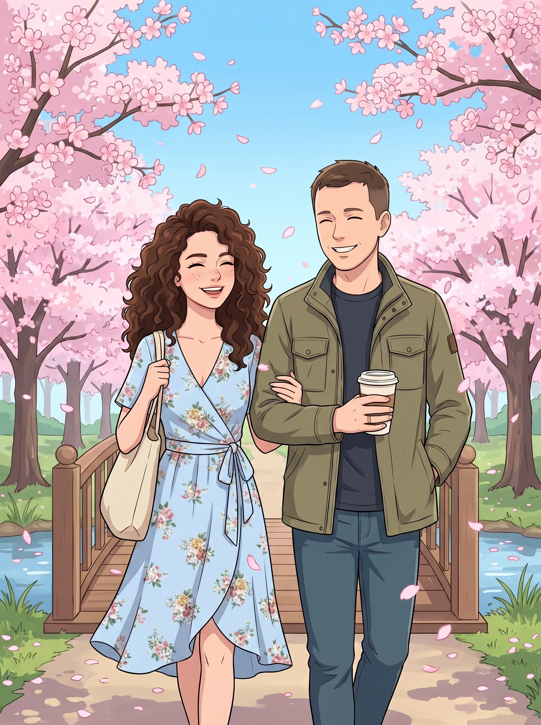 Аниме: Весеннее свидание — Nano Banana Pro промт