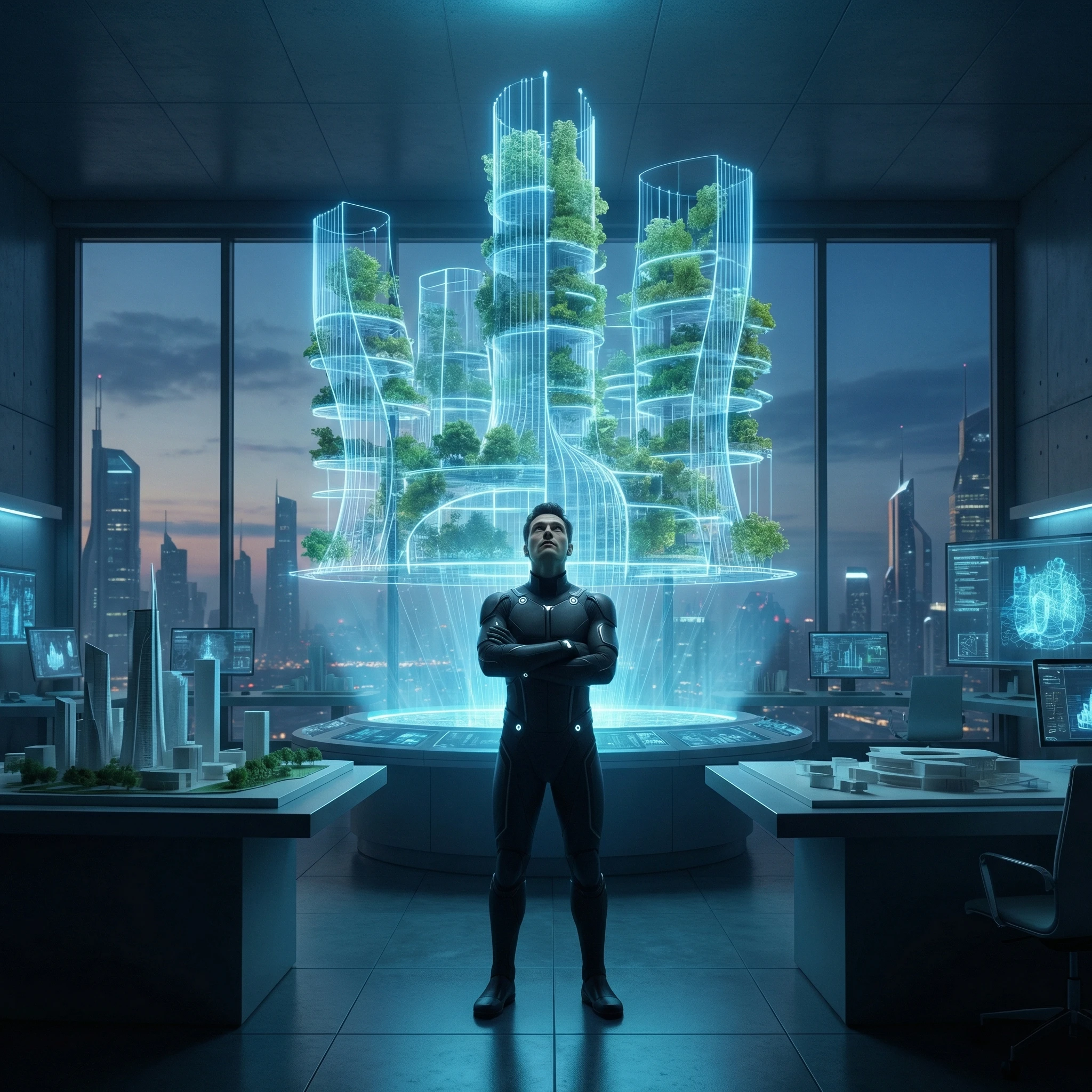 Архитектор будущего: Световые города — Nano Banana Pro промт