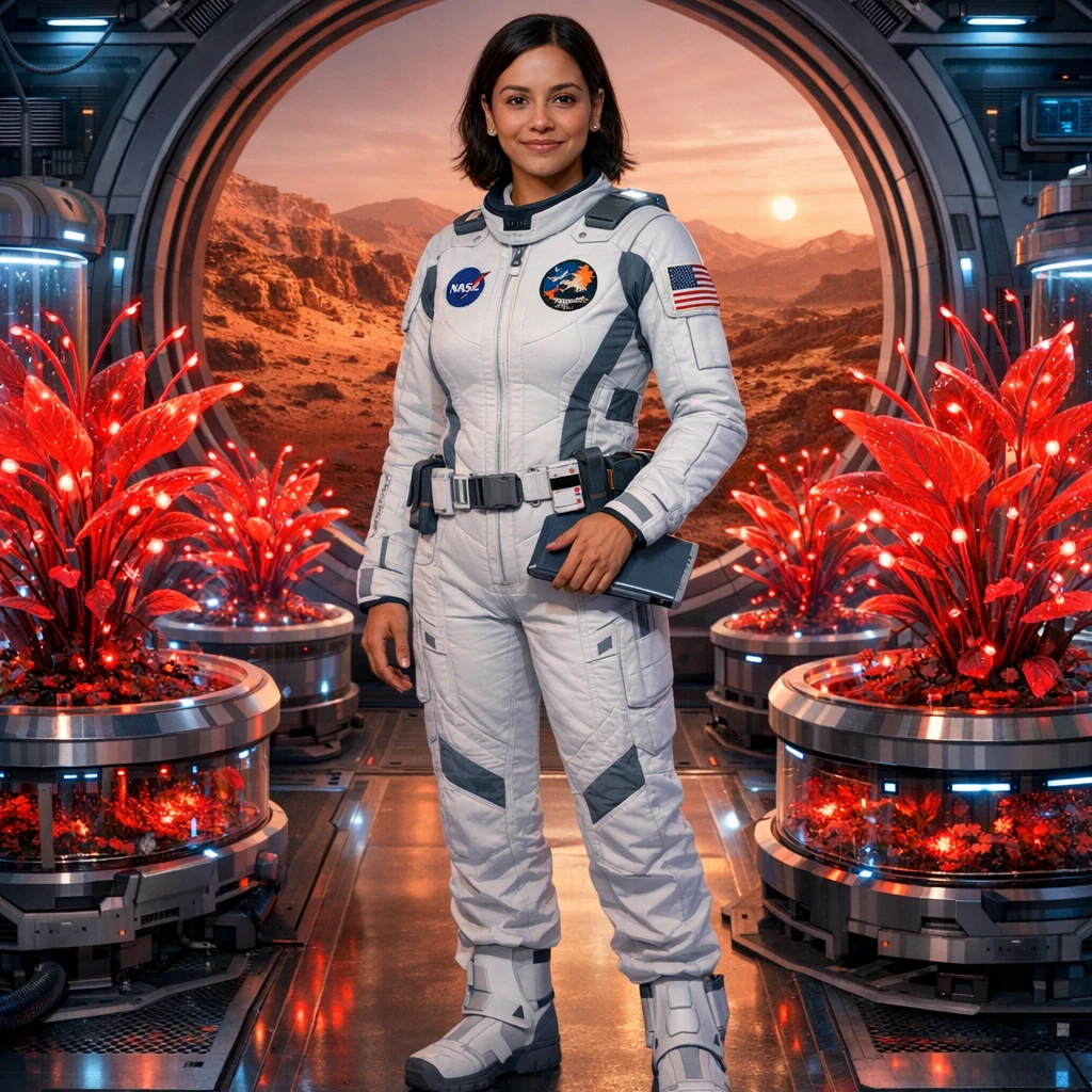 Астробиолог в теплице на Марсе — GPT Image 1.5 промт