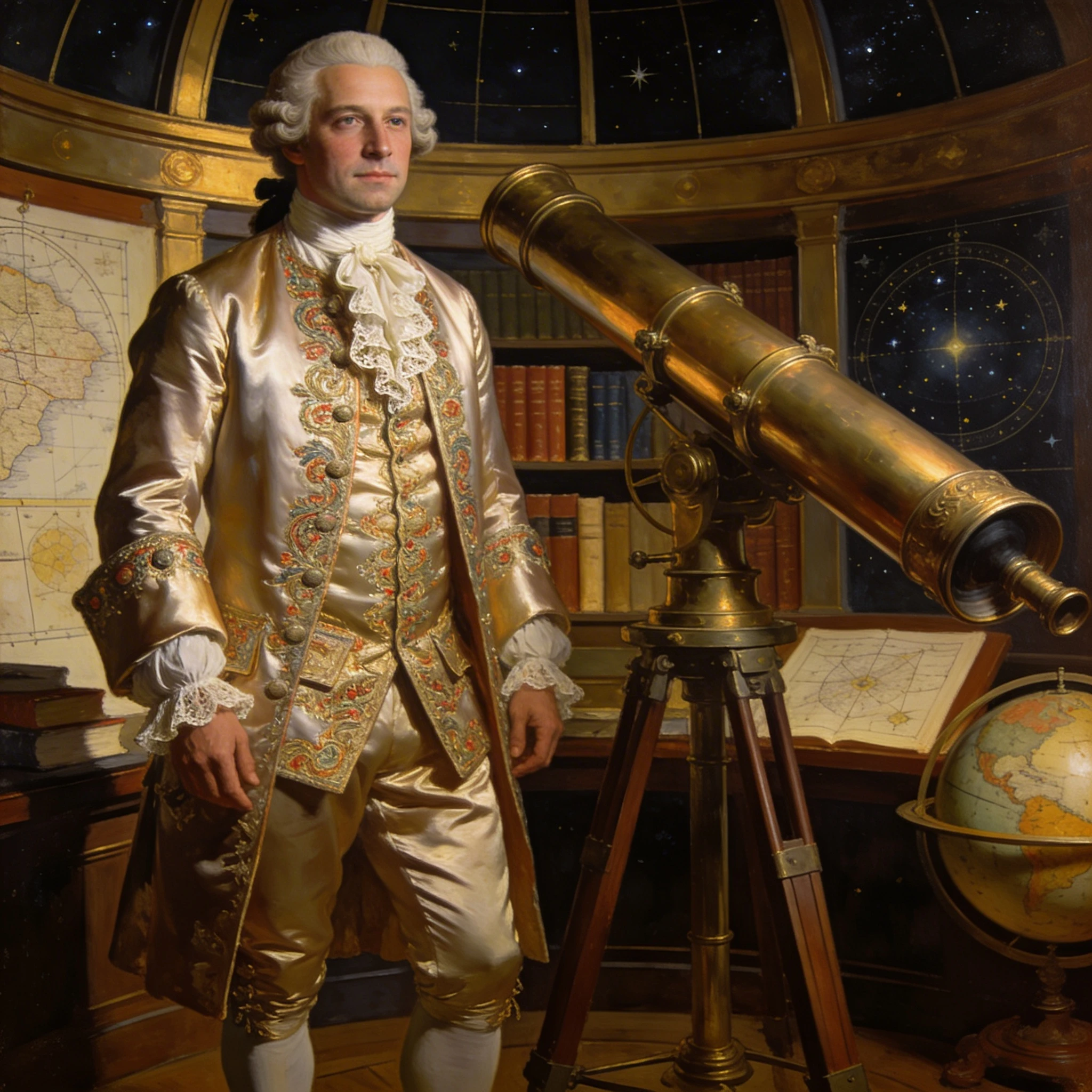 Астроном эпохи Просвещения — Seedream 4.5 промт