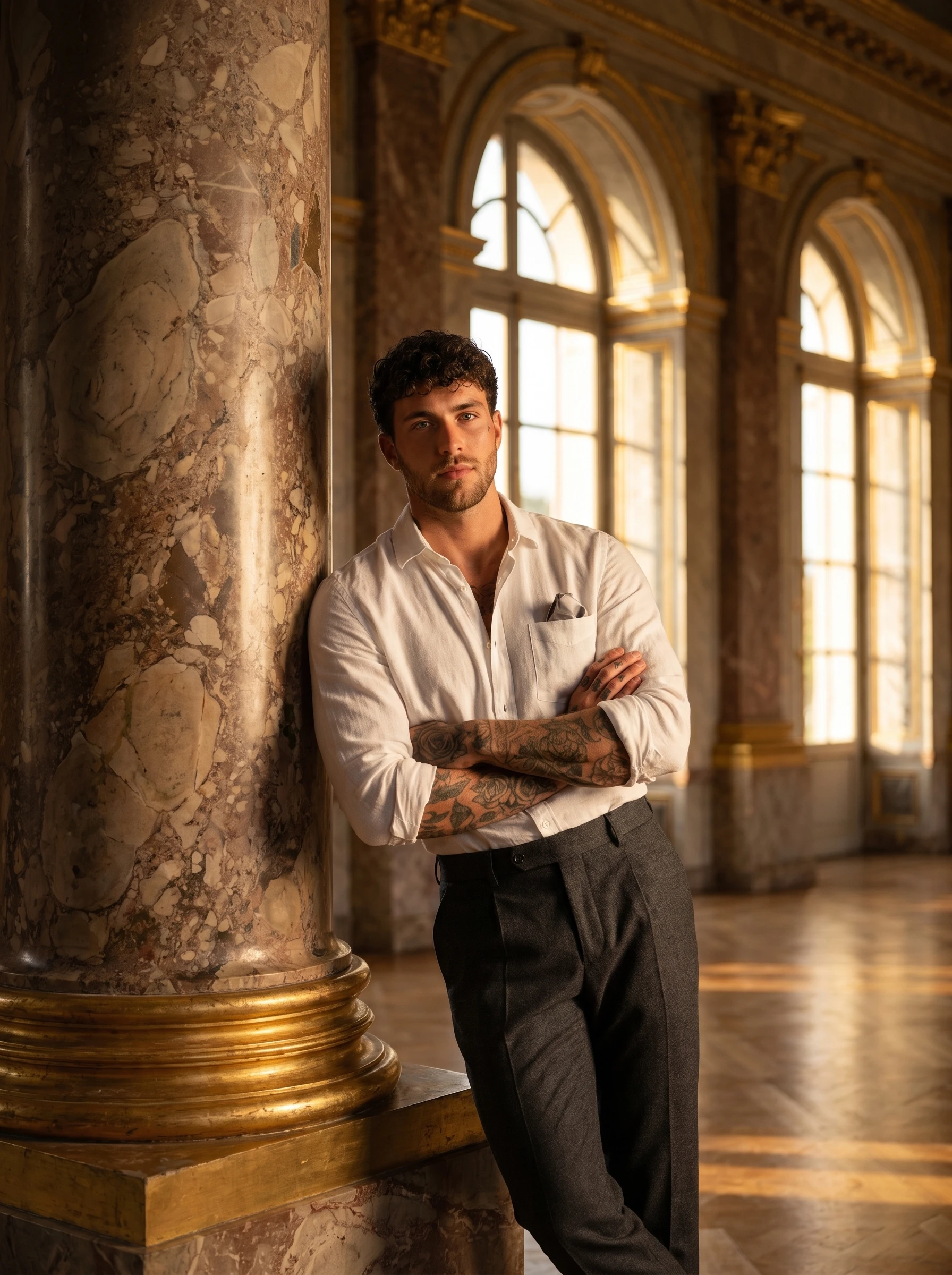 Атлетичный шик: Мраморный зал — Nano Banana Pro промт