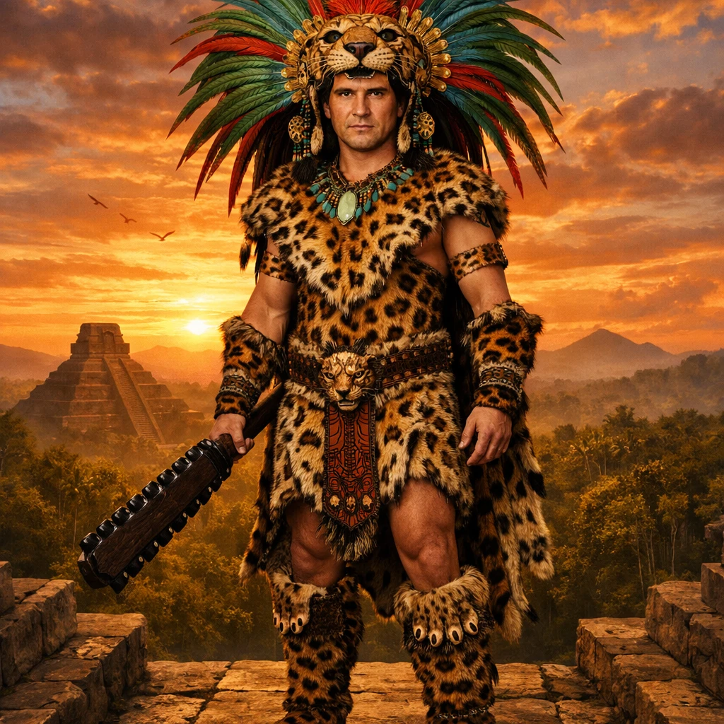 Ацтекский воин-ягуар — GPT Image 1.5 промт