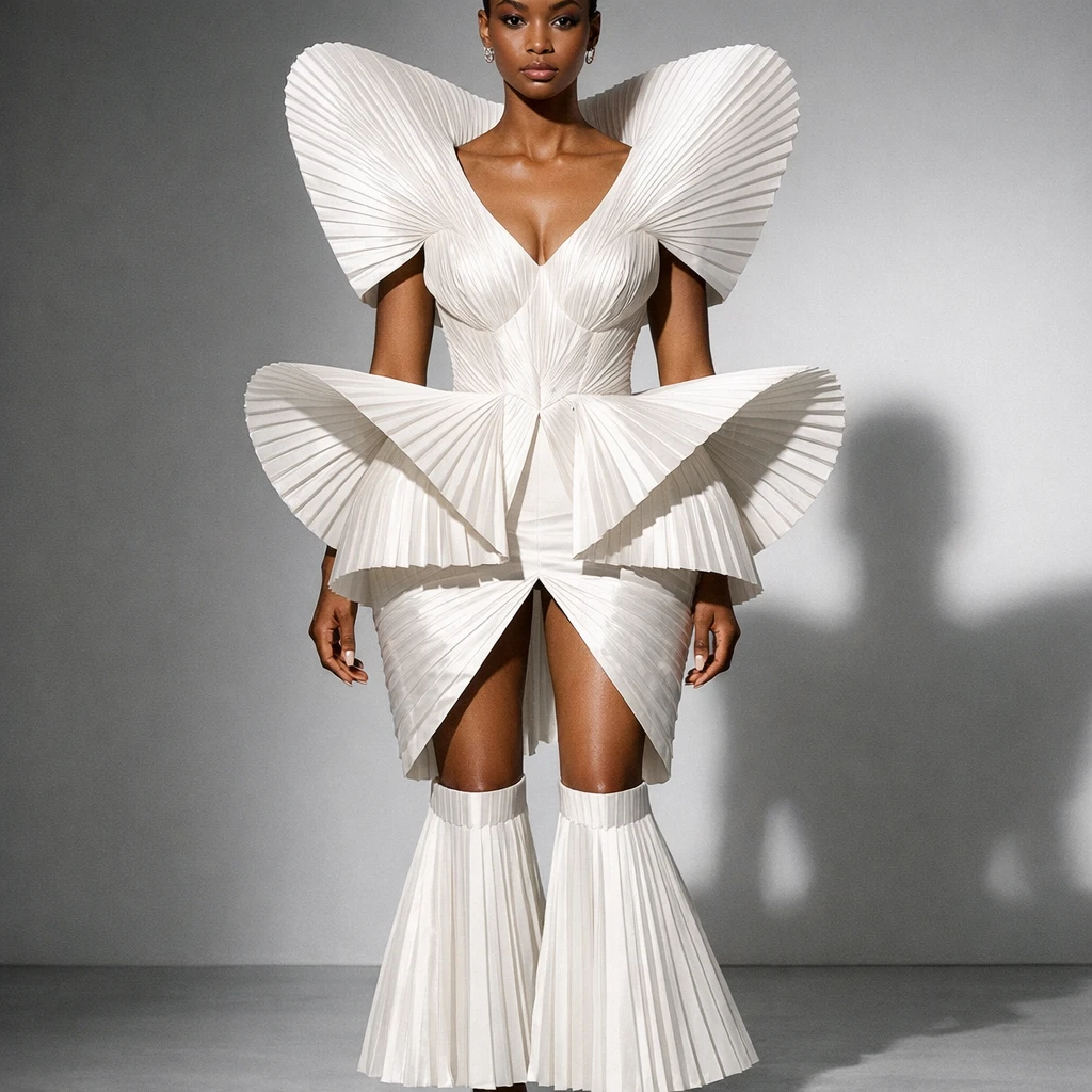 Авангардная мода «Скульптурная ткань» — GPT Image 1.5 промт