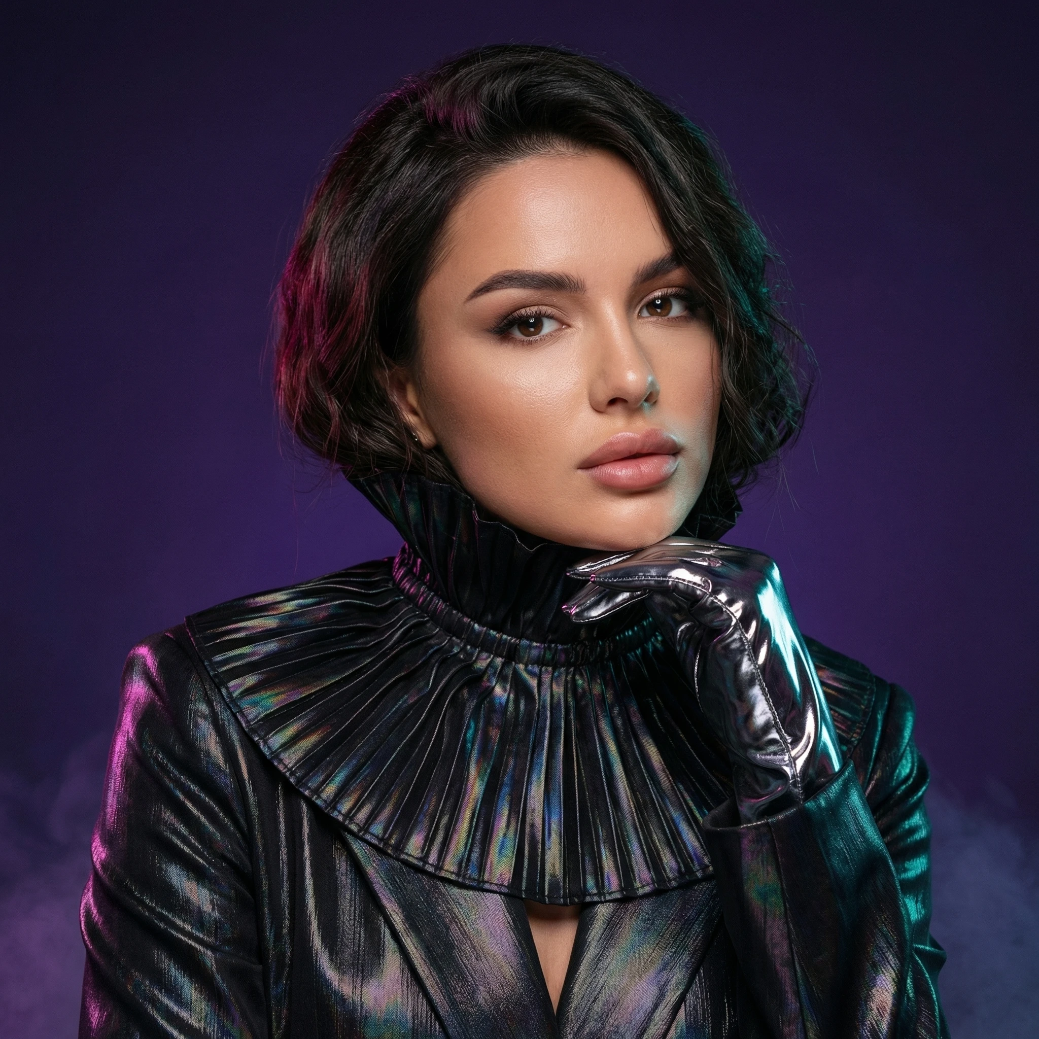 Авангардный шелк и хром — Nano Banana Pro промт