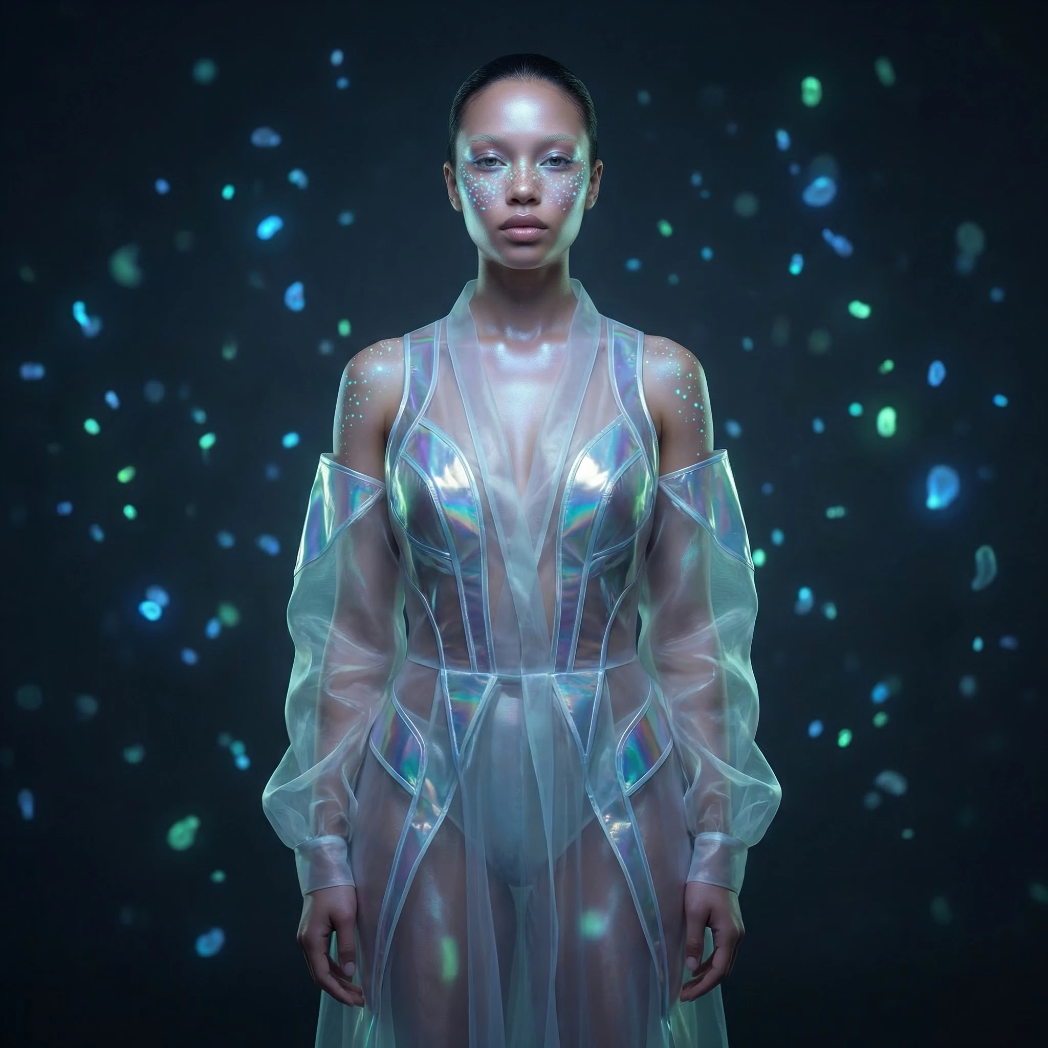 Биолюминесцентный макияж 'Морская бездна' — Nano Banana Pro промт