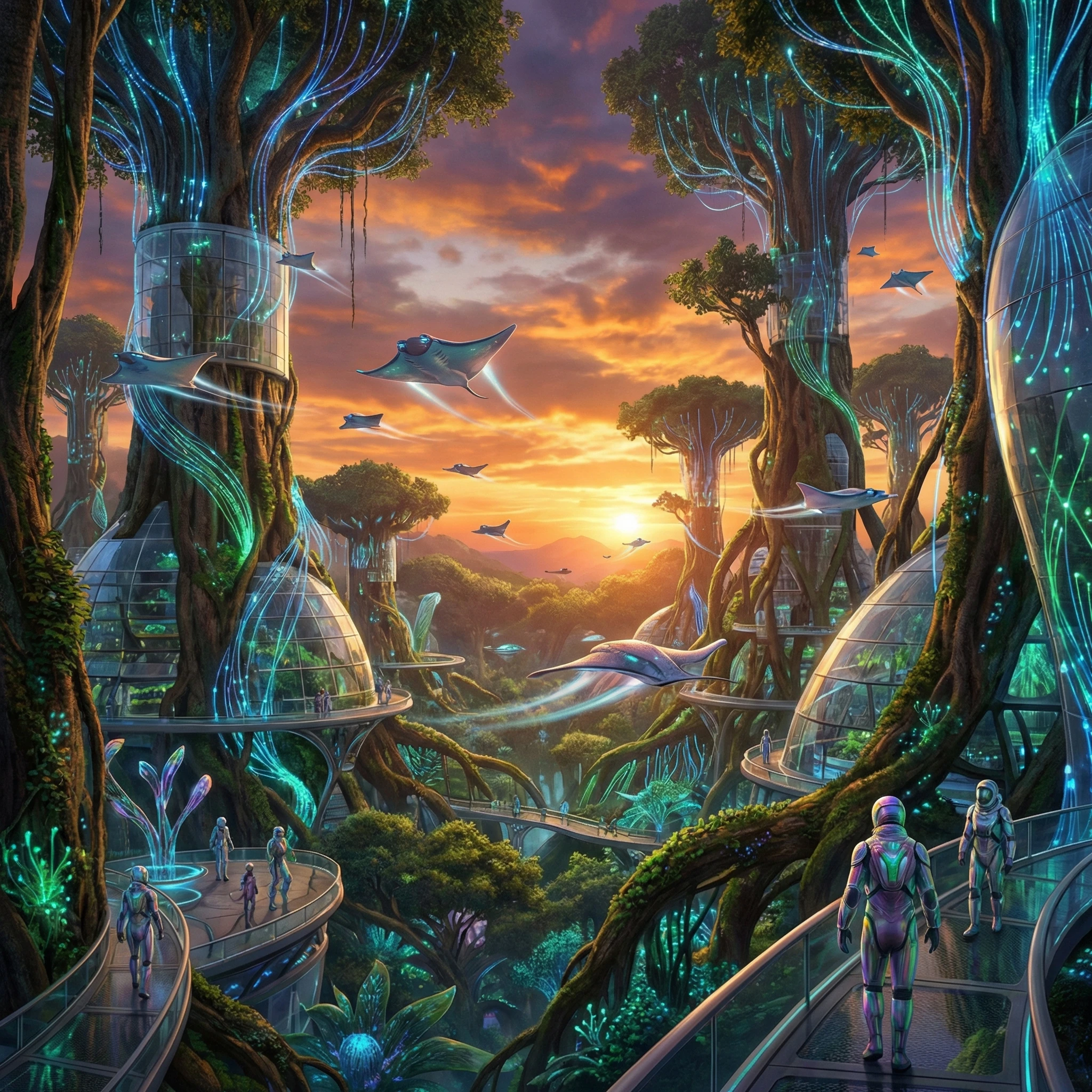 Биомеханическая цивилизация — Nano Banana Pro промт