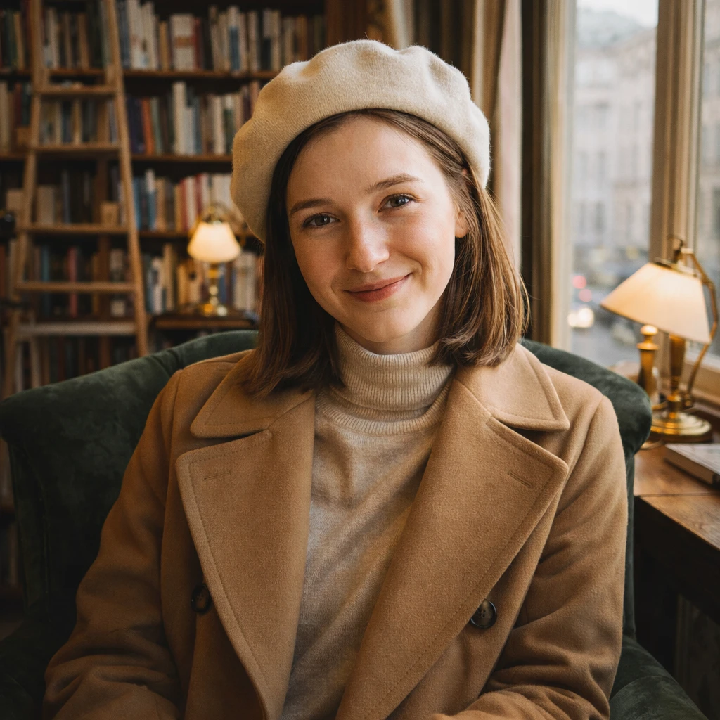 Блогер в книжной лавке — GPT Image 1.5 промт