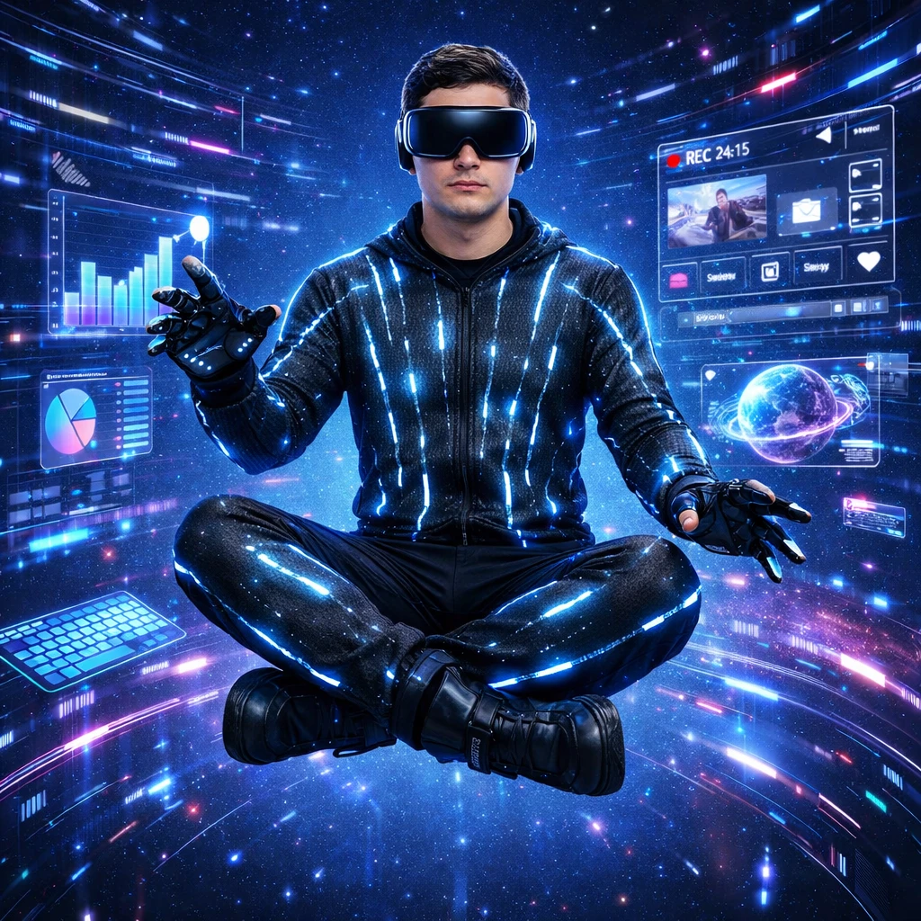 Блогер в виртуальной реальности — GPT Image 1.5 промт