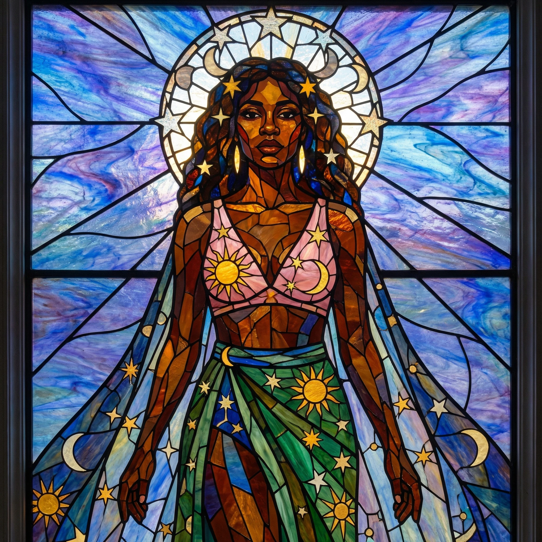 Богиня в стиле витражной мозаики — Nano Banana Pro промт