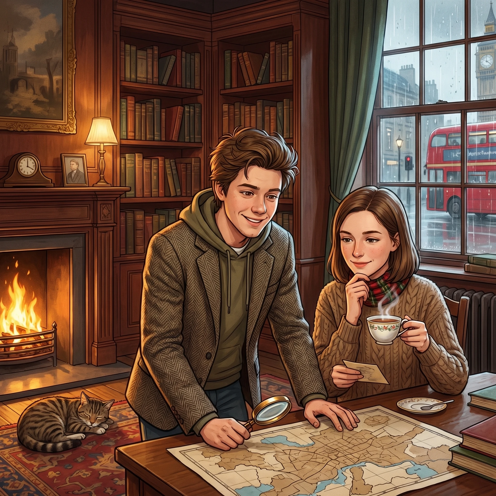 Британские детективы в стиле уютной анимации — Nano Banana Pro промт