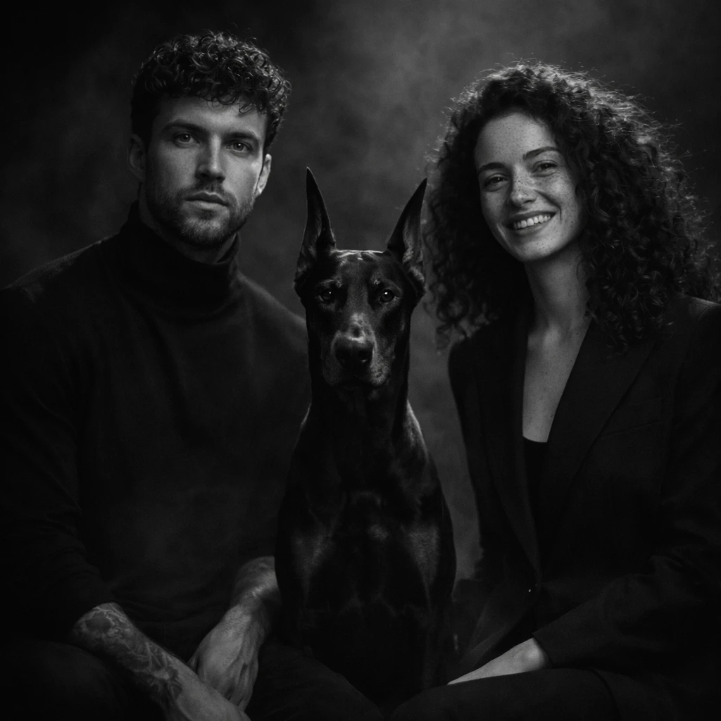 Черно-белая элегантность с доберманом — GPT Image 1.5 промт