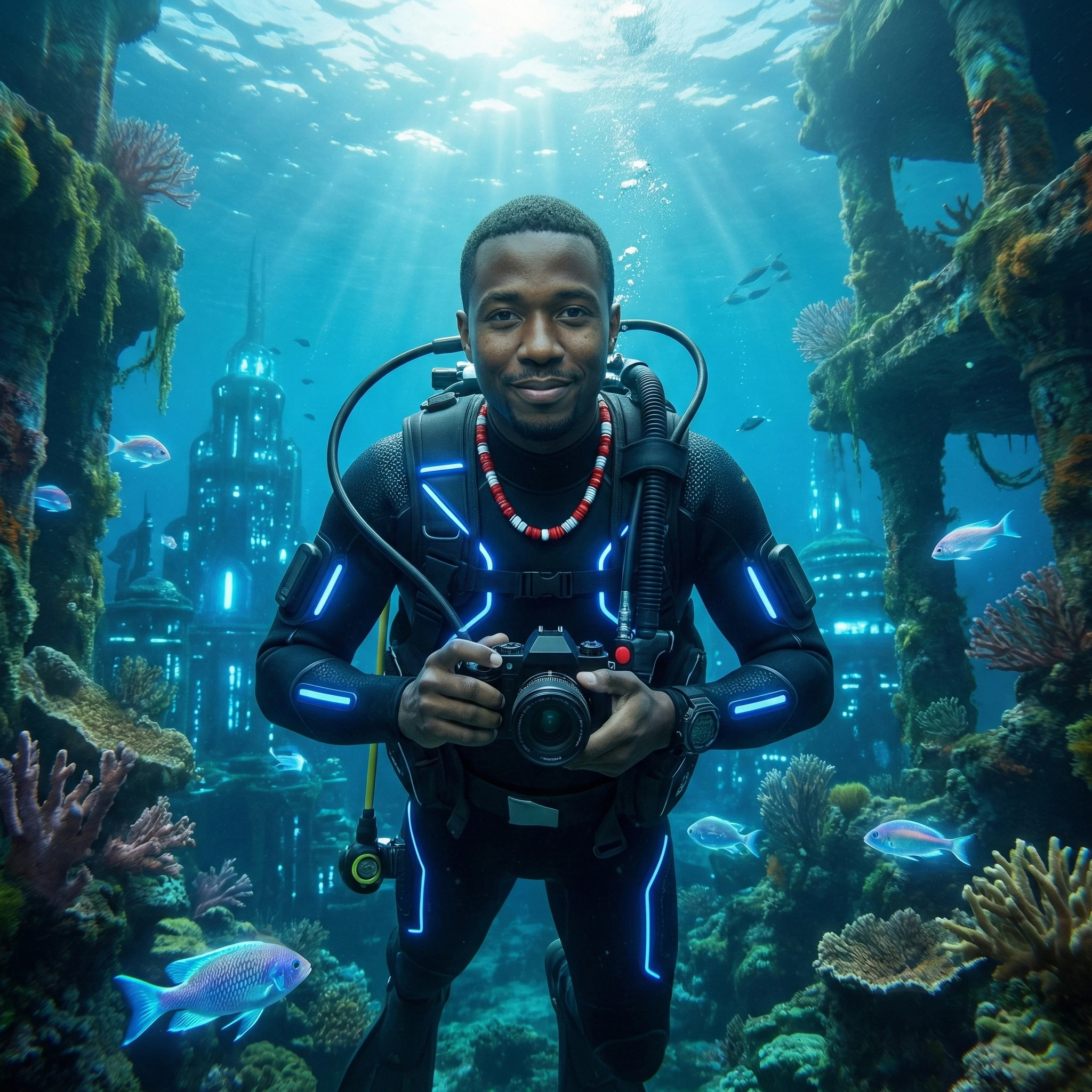 Дайвер в мире Атлантиды — Nano Banana Pro промт