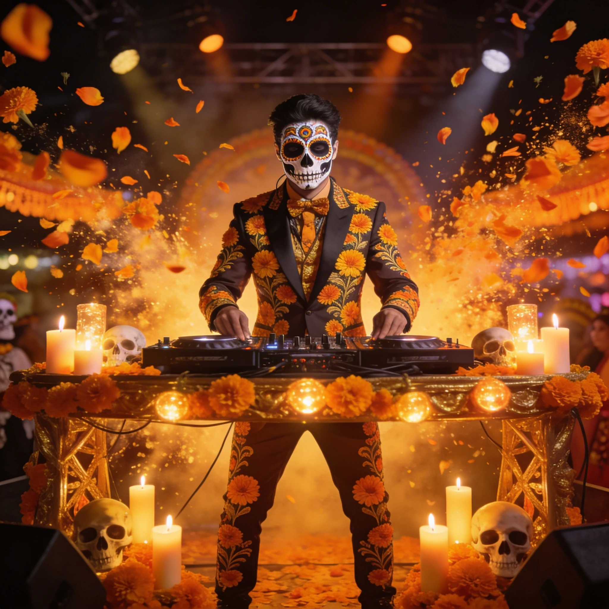 Диджей на мексиканском празднике мертвых — Seedream 4.5 промт