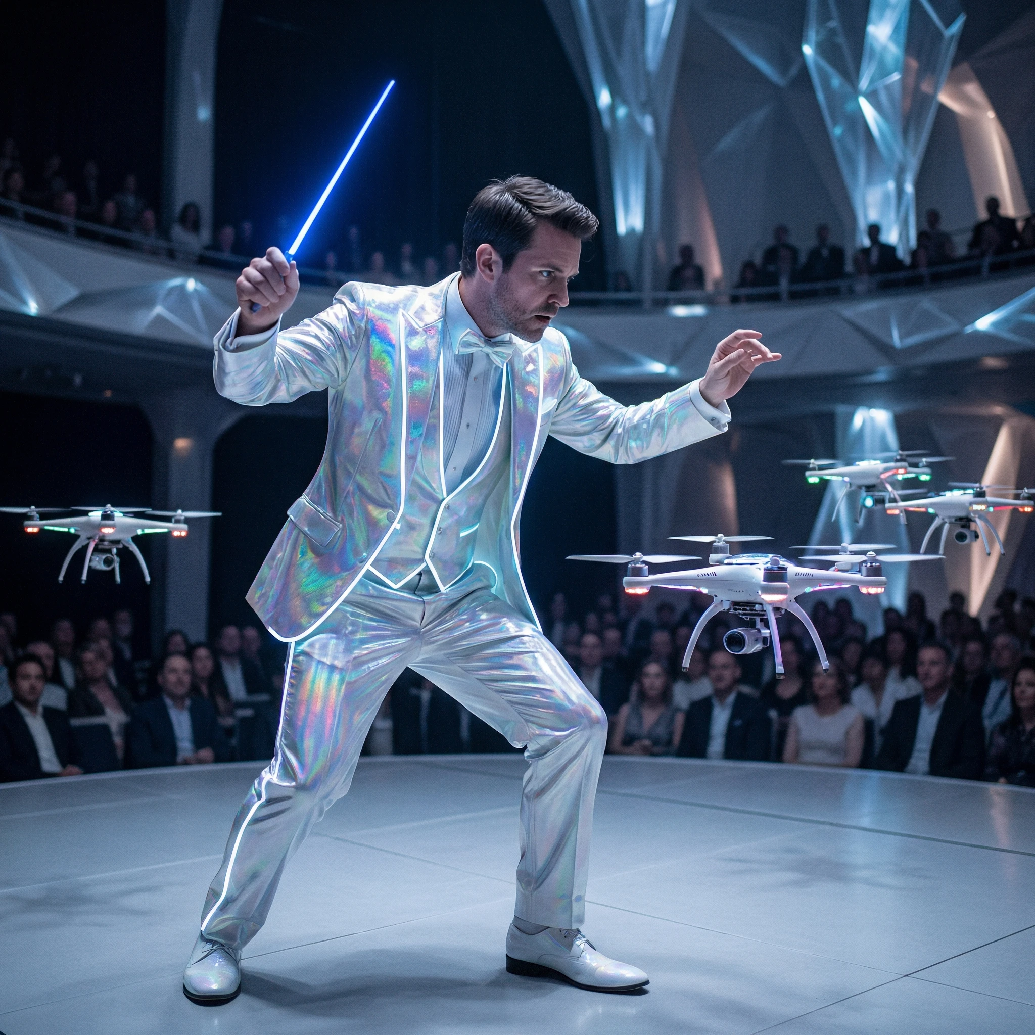 Дирижер футуристического оркестра — Nano Banana Pro промт