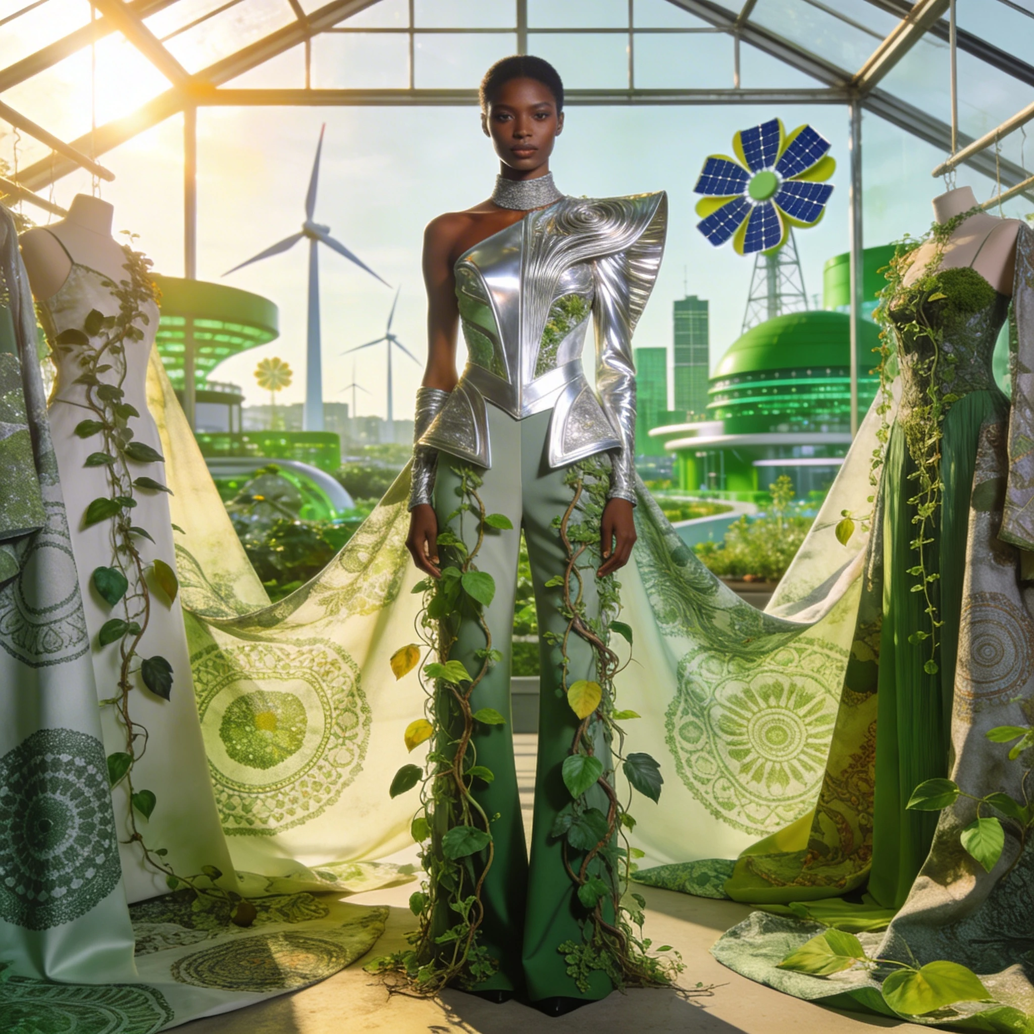 Дизайнер одежды в стиле Solarpunk — Seedream 4.5 промт