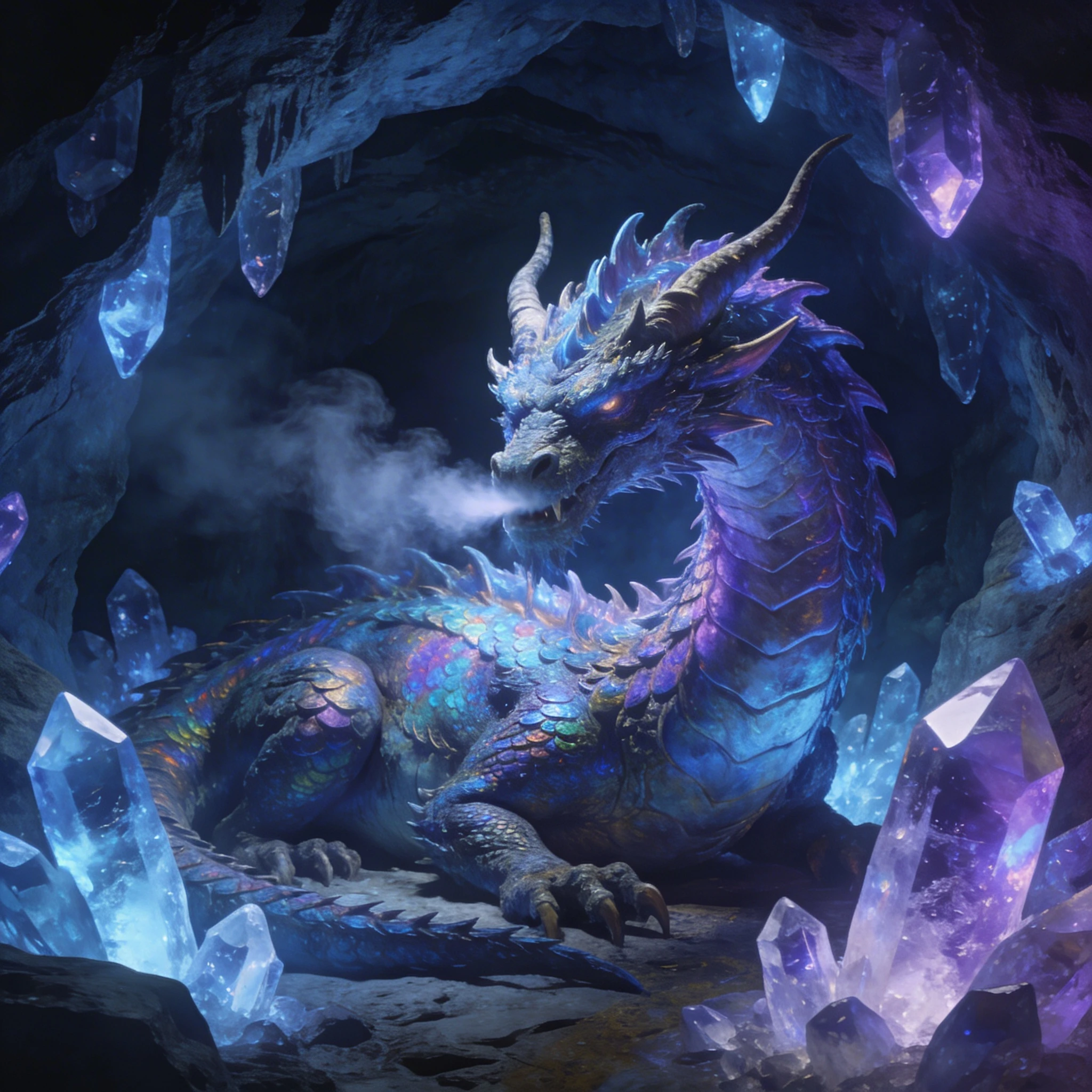 Дракон в кристальной пещере — Seedream 4.5 промт