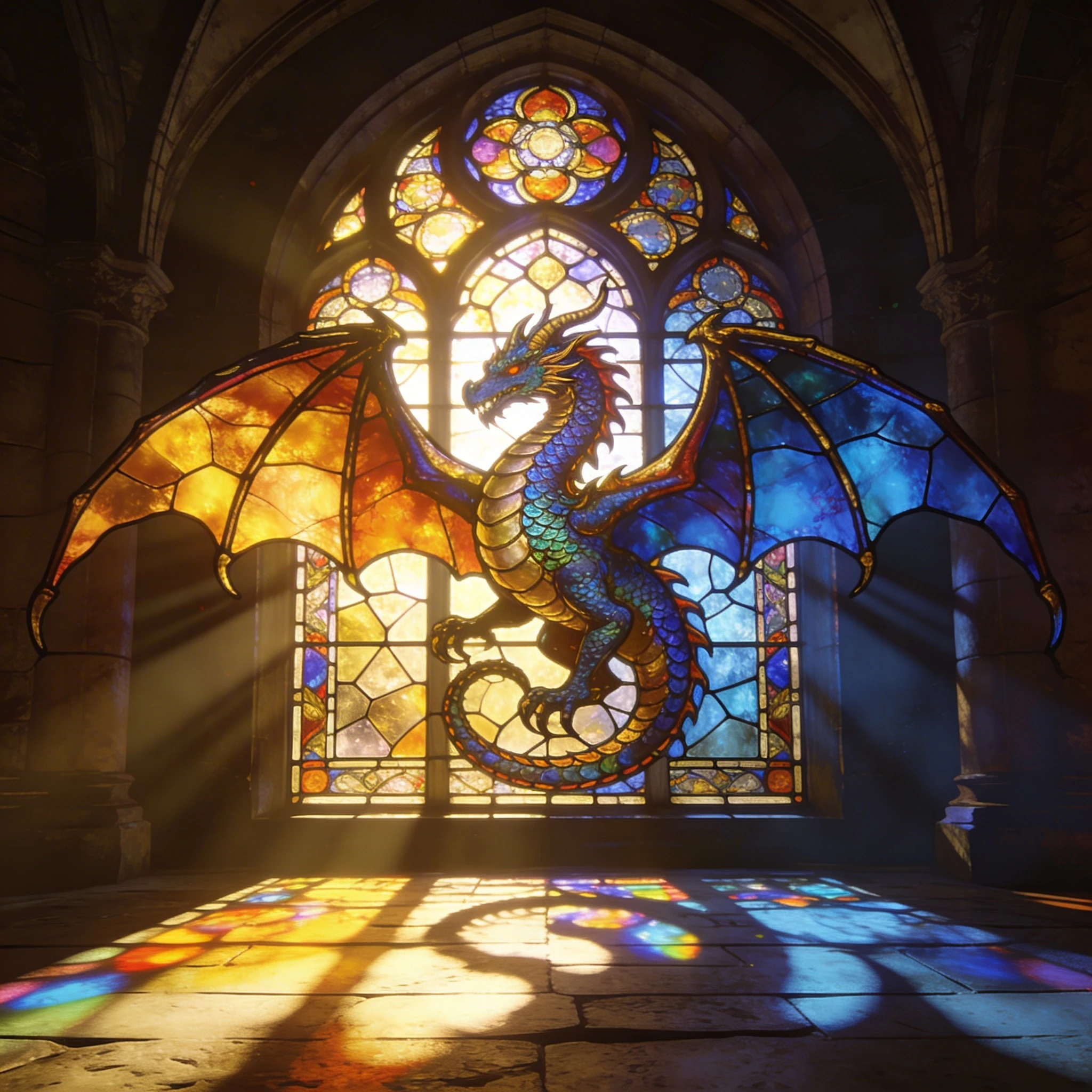 Дракон в стиле витража — Seedream 4.5 промт