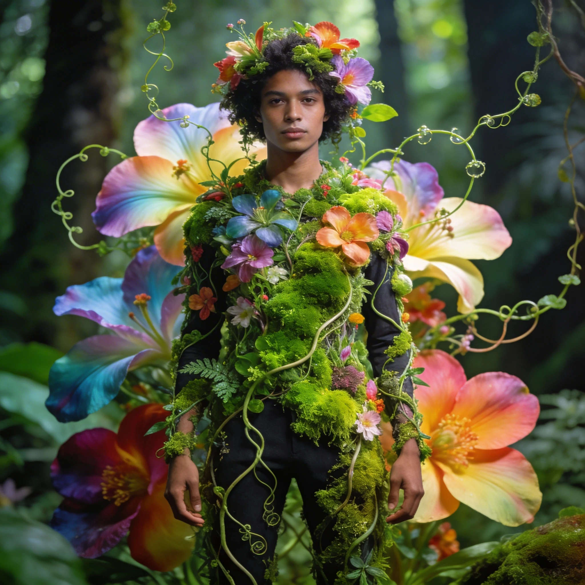 Эффект «Скрытого лица» из мха и цветов — Seedream 4.5 промт