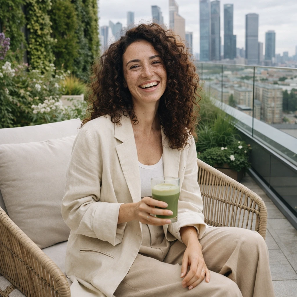 Эко-инфлюенсер на крыше небоскреба — GPT Image 1.5 промт