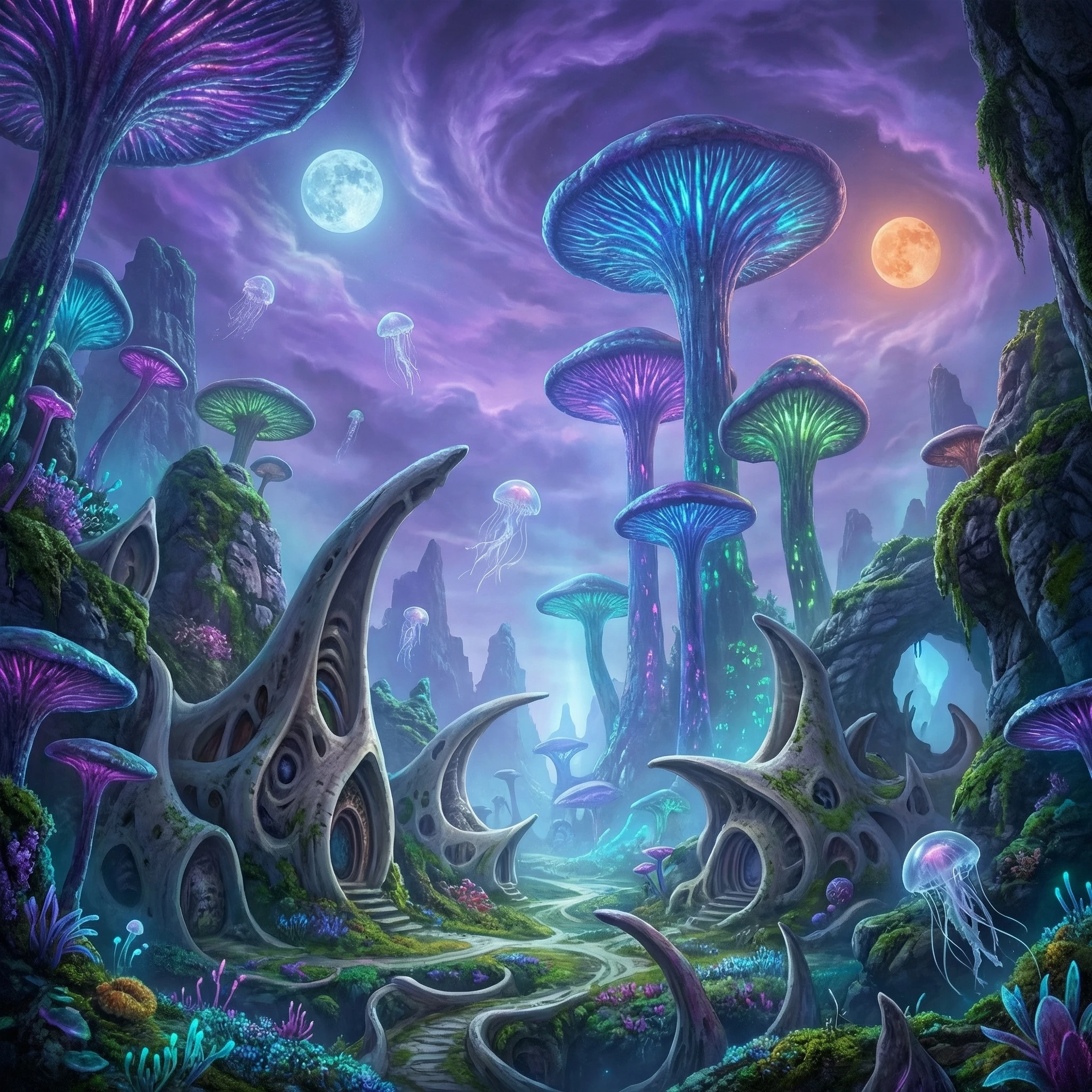 Экзопланета: Грибная цивилизация — Nano Banana Pro промт