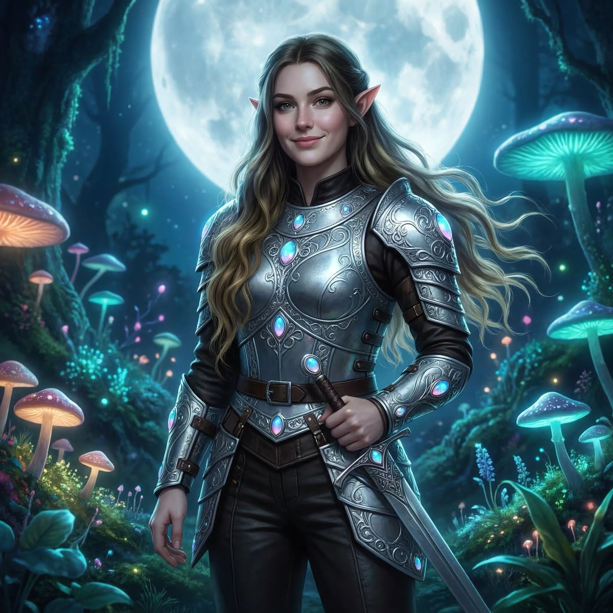 Эльфийский страж лунного света — Nano Banana Pro промт