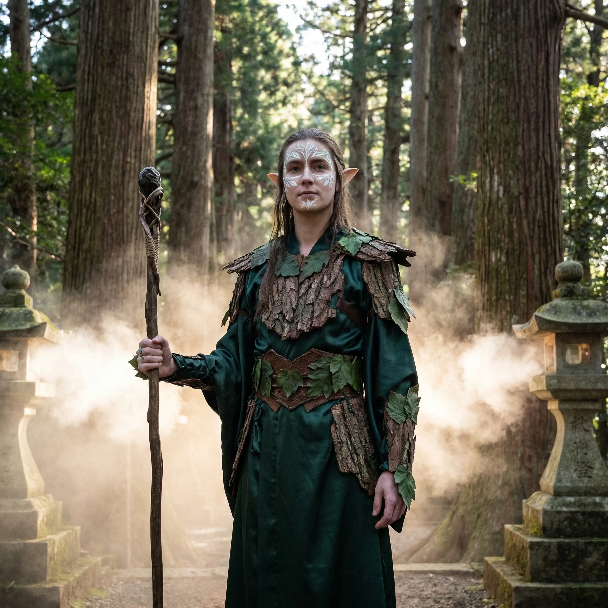 Эльфийский страж на фестивале Кумано-Кодо — Nano Banana Pro промт