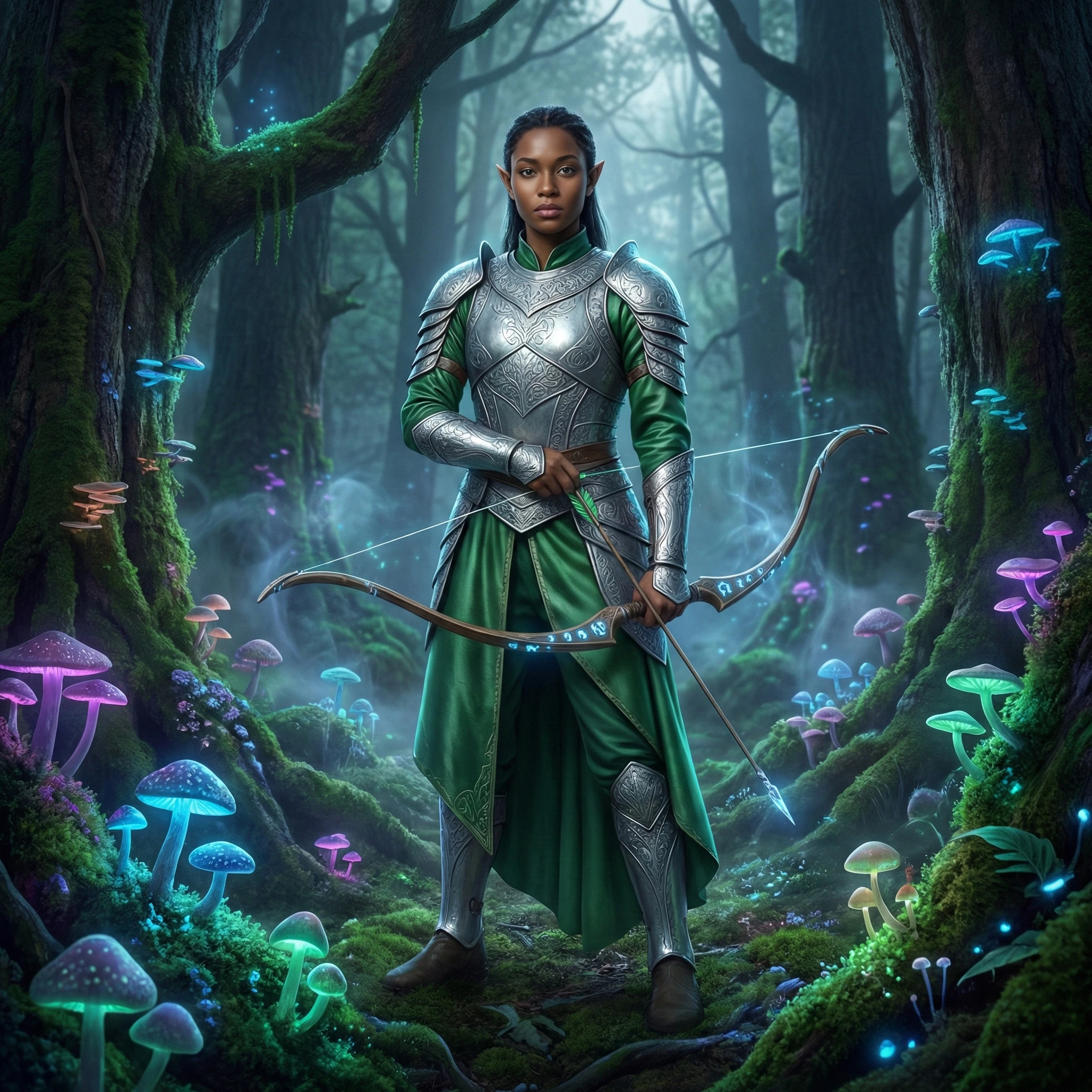 Эльфийский воин в лесу — Nano Banana Pro промт