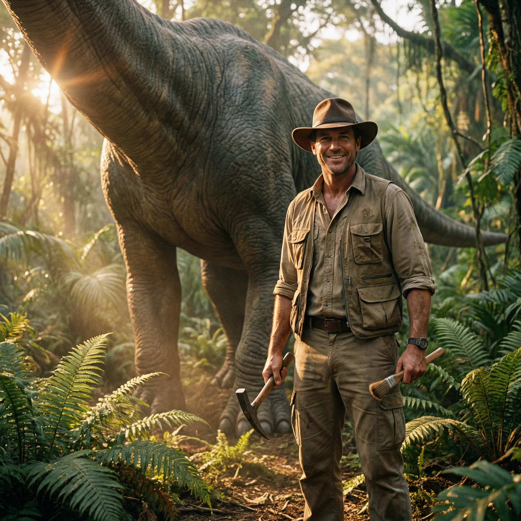 Эра юрского периода: Исследователь динозавров — Nano Banana Pro промт