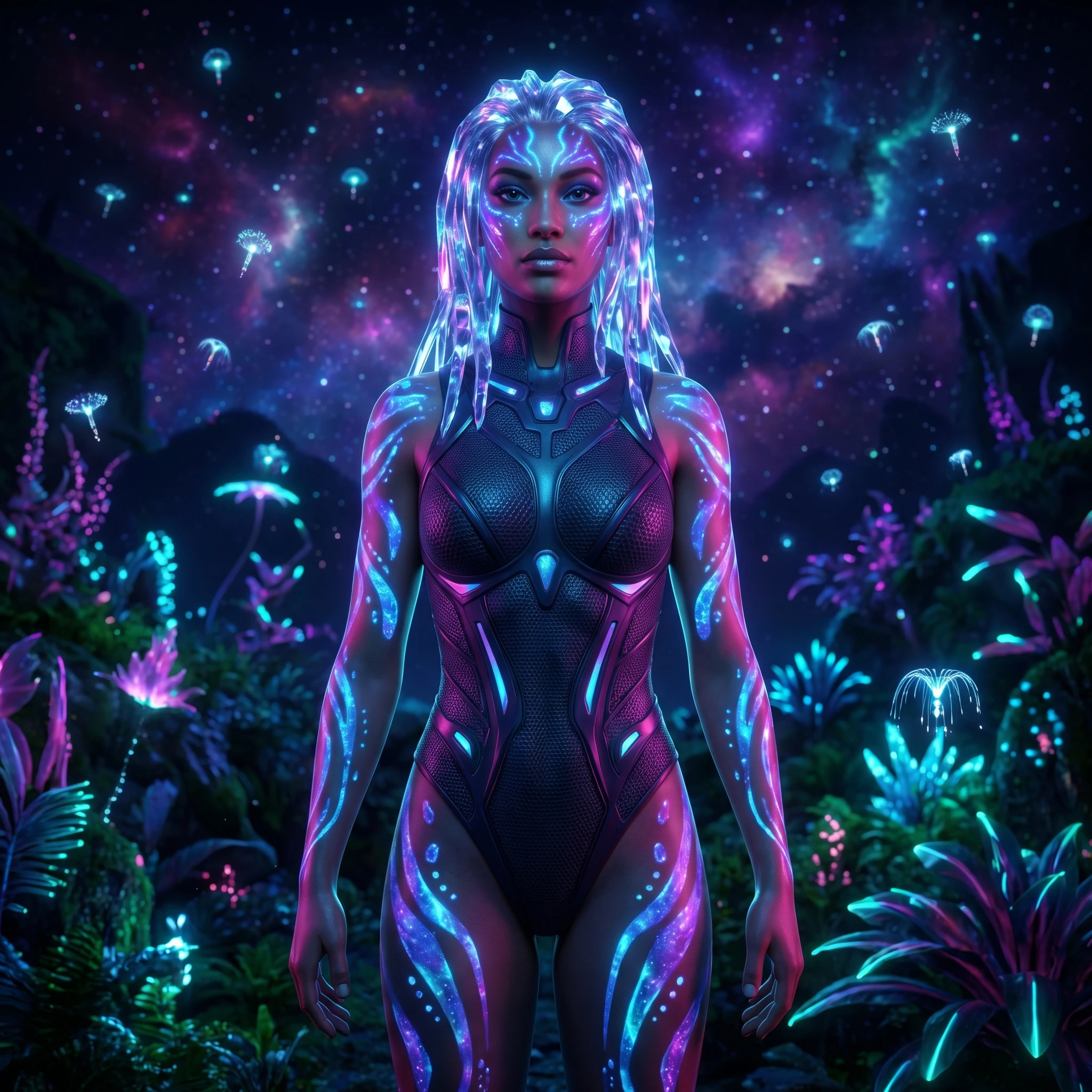 Эволюционировавший Биолюминесцентный Аватар — Nano Banana Pro промт