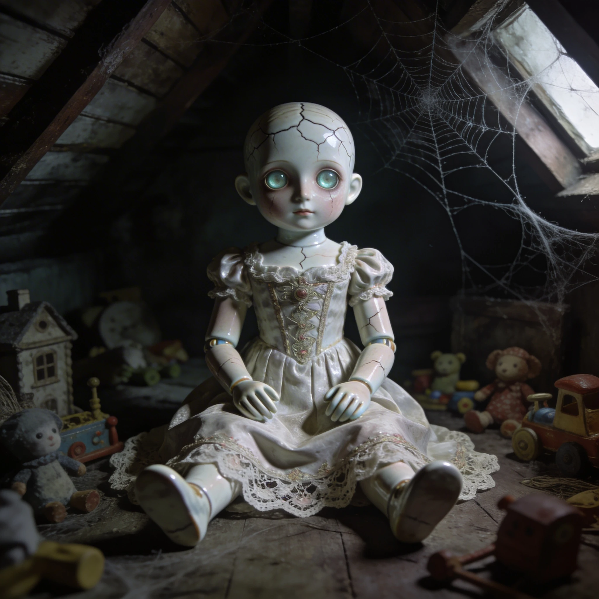 Фарфоровая кукла в стиле викторианского хоррора — Seedream 4.5 промт