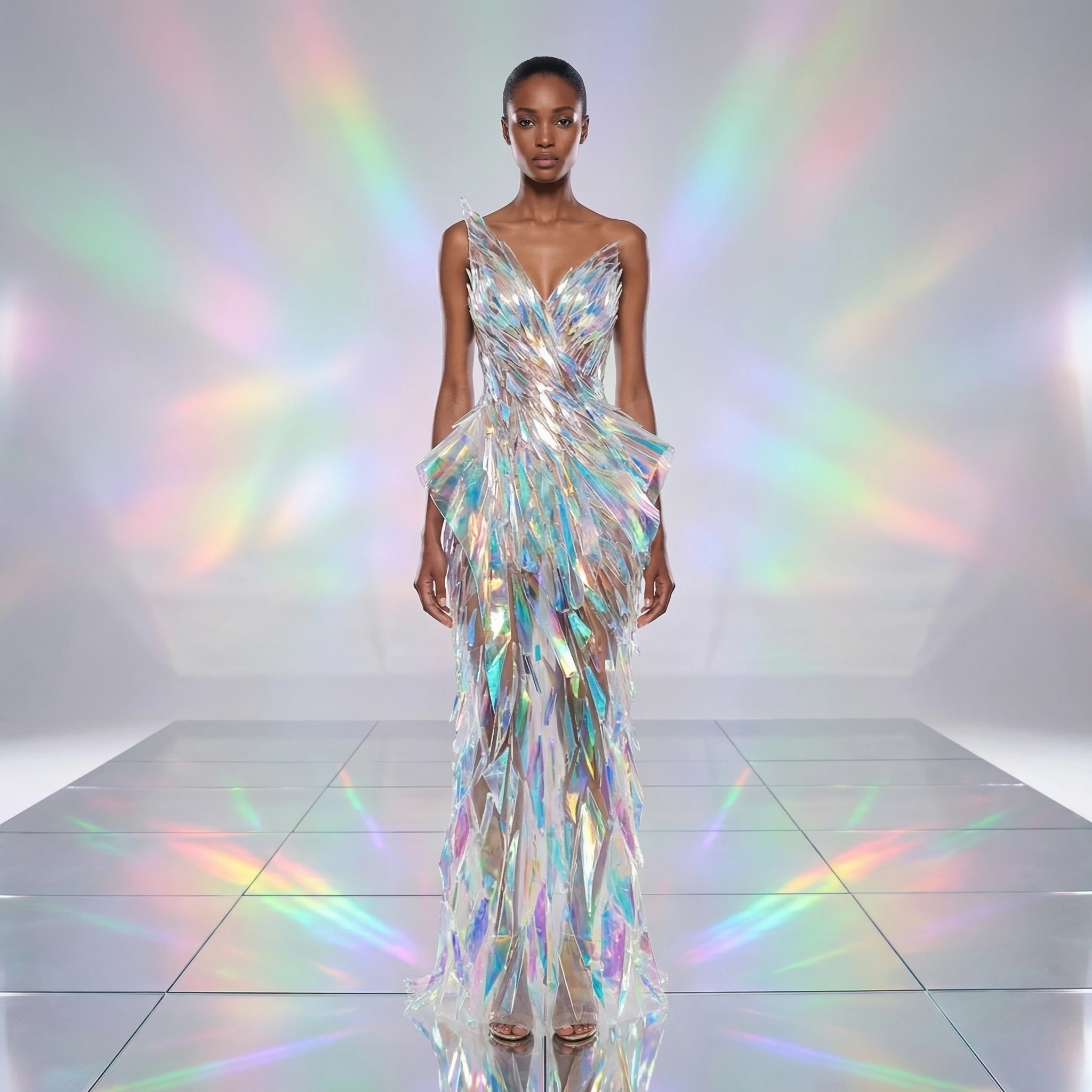 Фэшн-съемка в стиле «Жидкий Хрусталь» — Nano Banana Pro промт