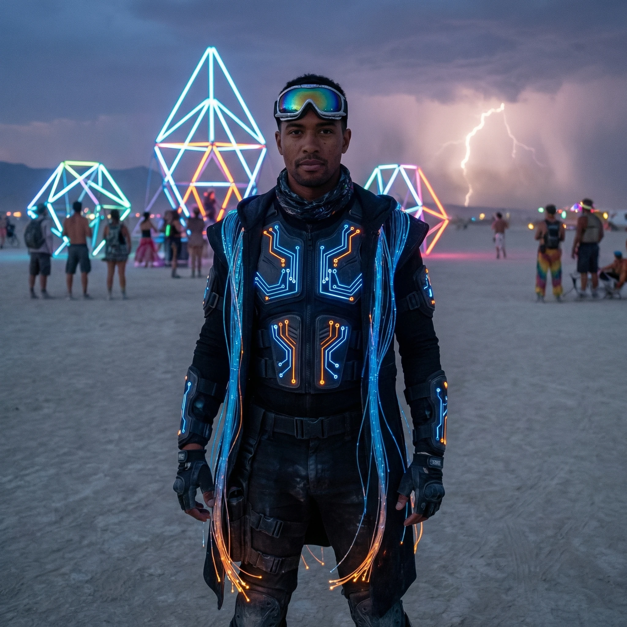Фестиваль Burning Man в стиле Трон — Nano Banana Pro промт