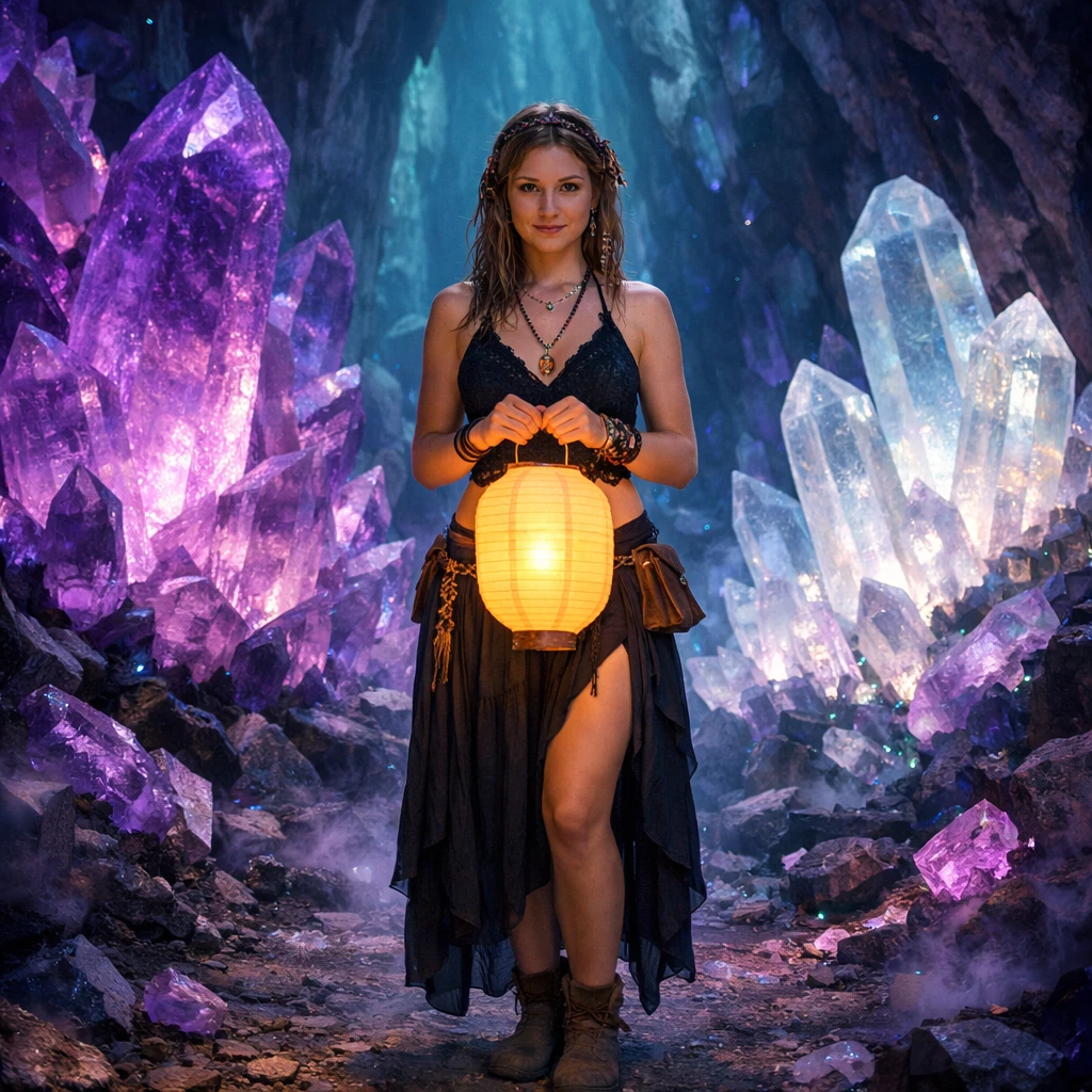 Фестиваль фонариков в пещере кристаллов — GPT Image 1.5 промт