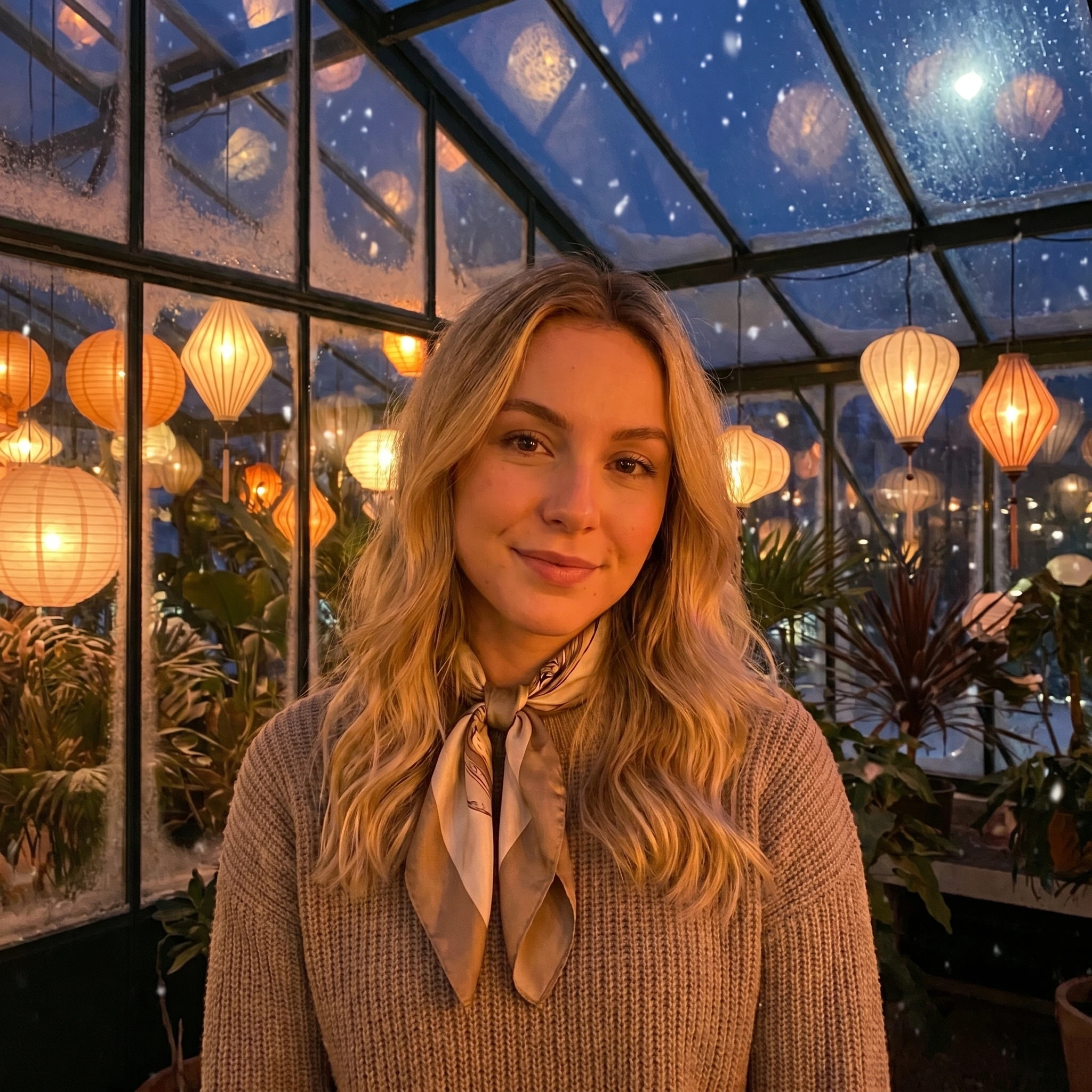 Фестиваль фонариков в зимнем саду — Nano Banana Pro промт