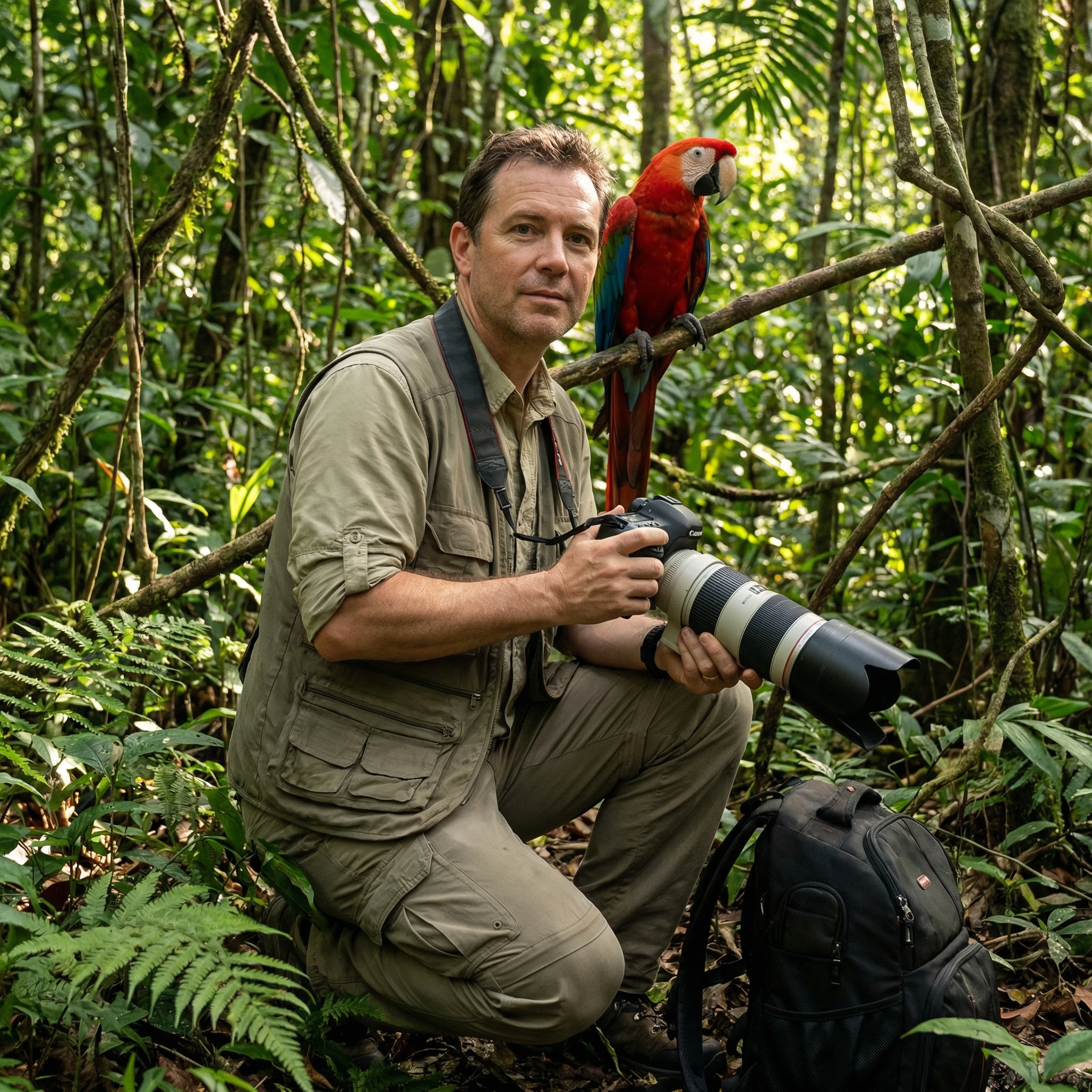 Фотограф в диких джунглях — Nano Banana Pro промт