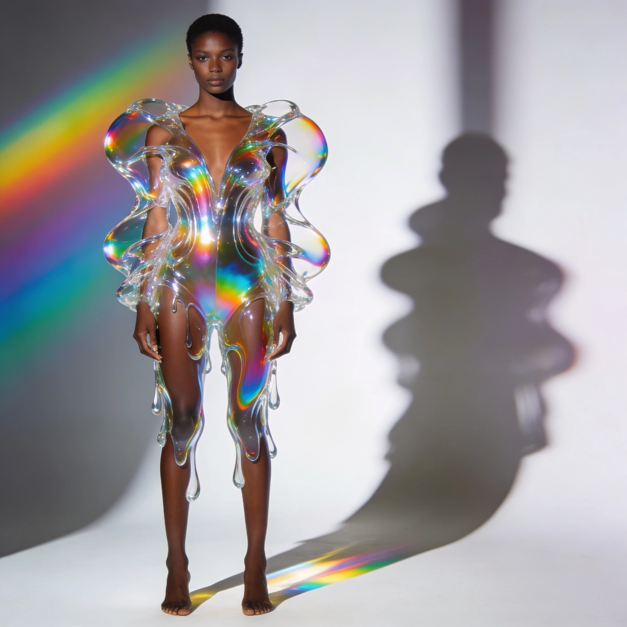 Футуристическая мода: Костюм из жидких кристаллов — Seedream 4.5 промт