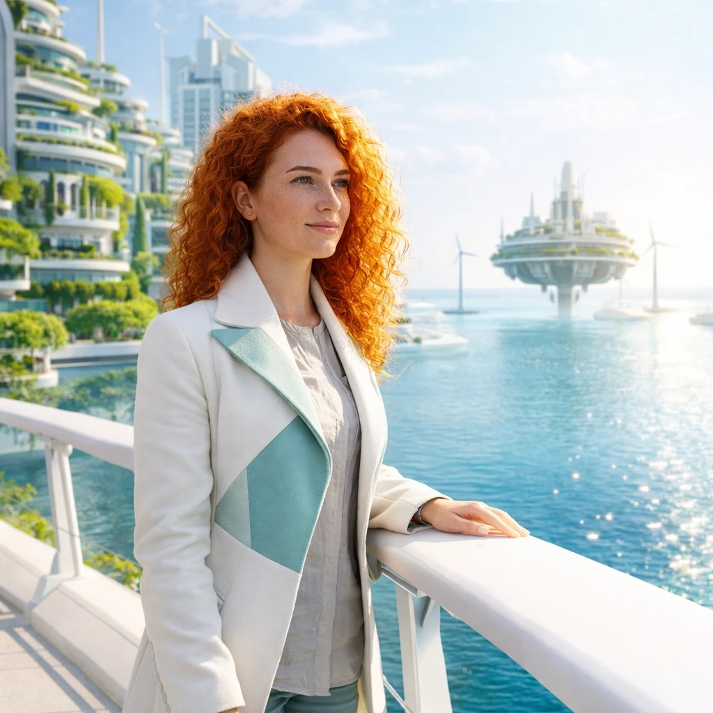 Футуристическая прогулка по набережной — GPT Image 1.5 промт