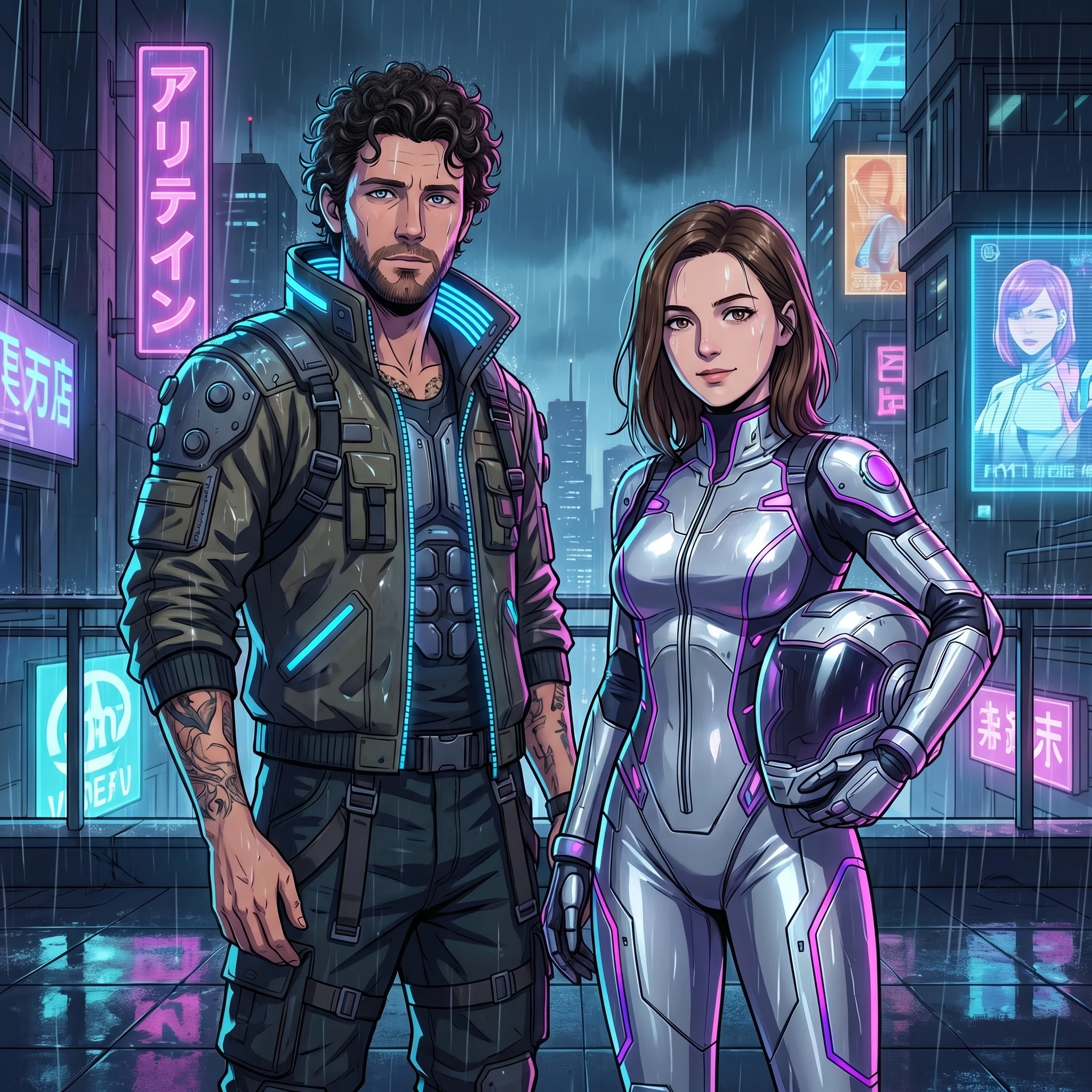 Герои киберпанк-аниме — Nano Banana Pro промт