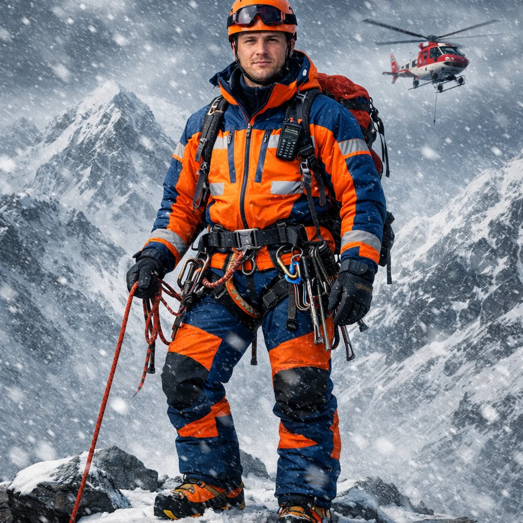 Героический спасатель в горах — GPT Image 1.5 промт