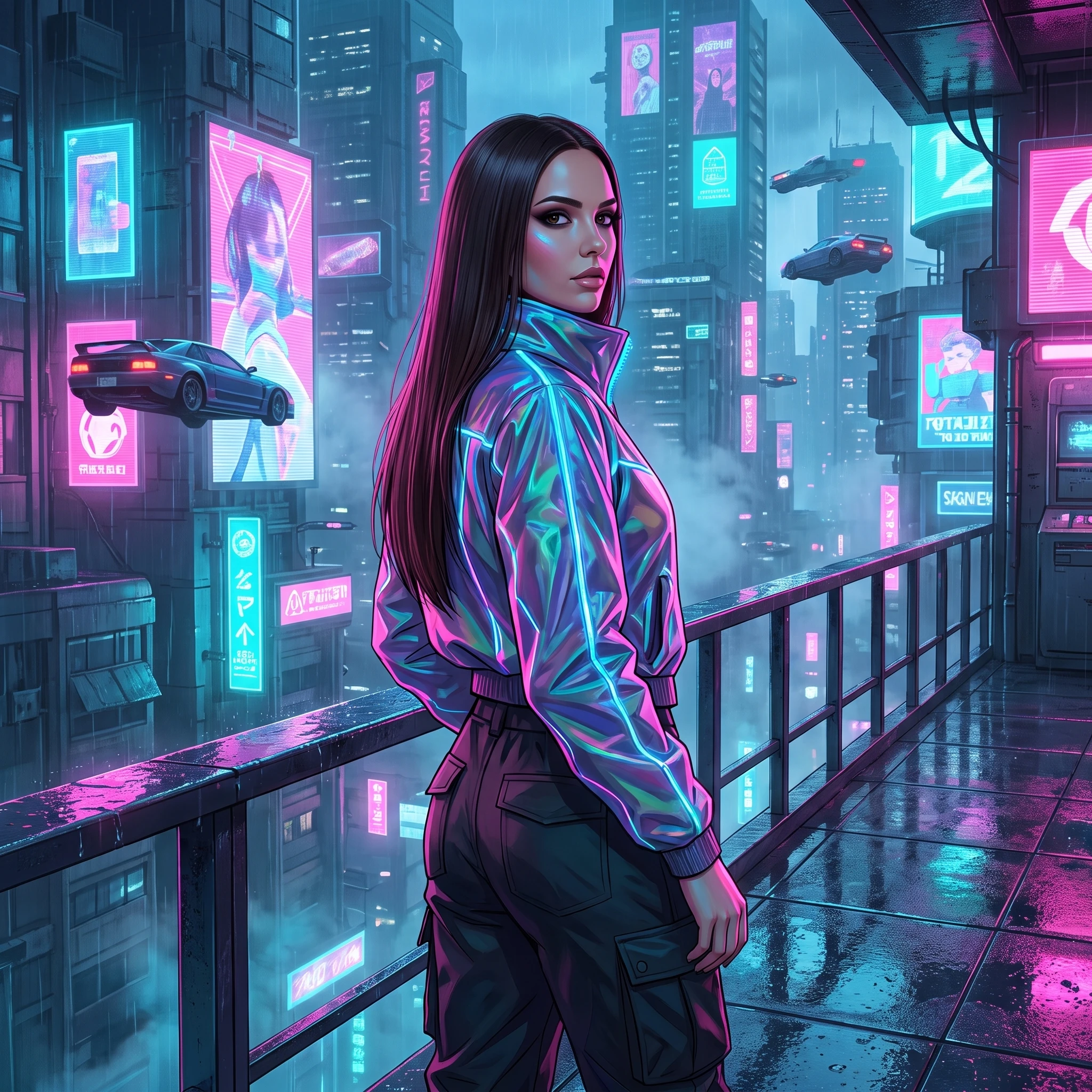 Героиня киберпанк-аниме — Nano Banana Pro промт