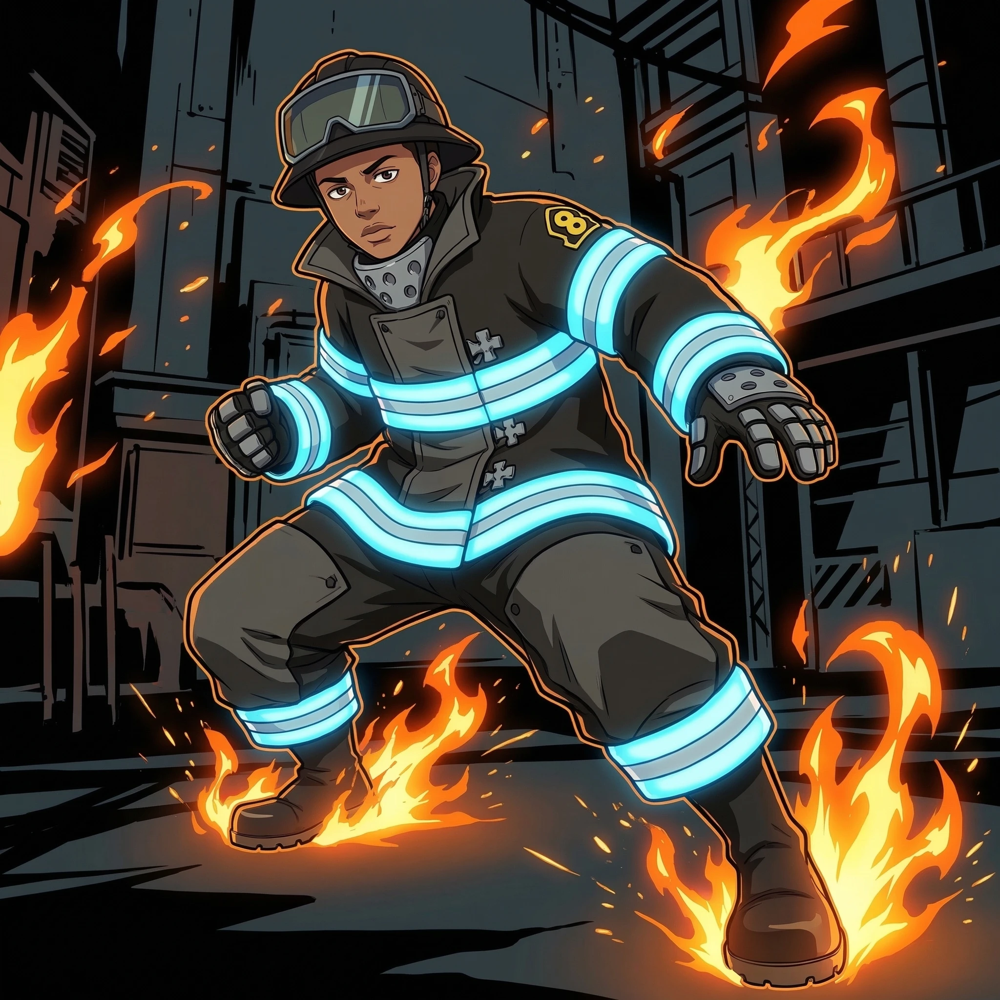 Герой аниме 'Fire Force' (8-й отряд) — Nano Banana Pro промт