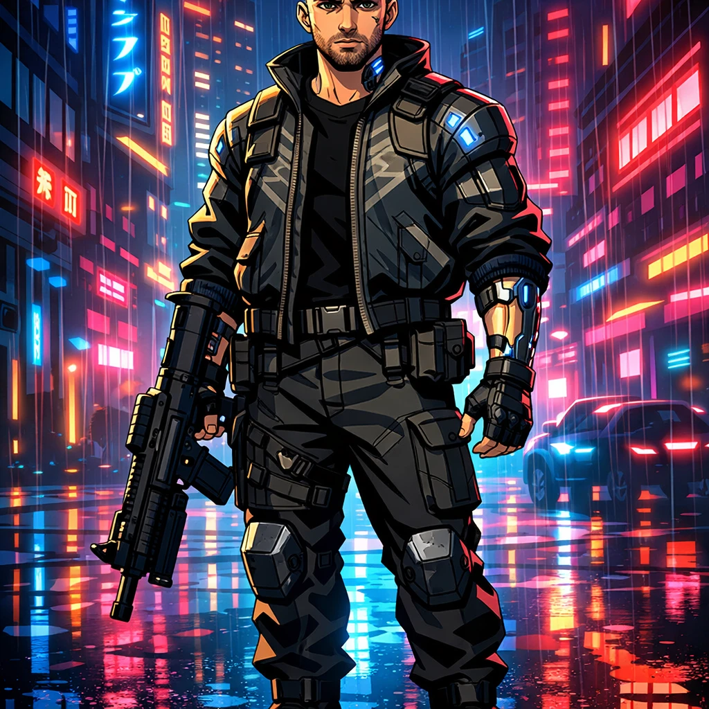Герой аниме в стиле Cyber-Punk 2077 — GPT Image 1.5 промт