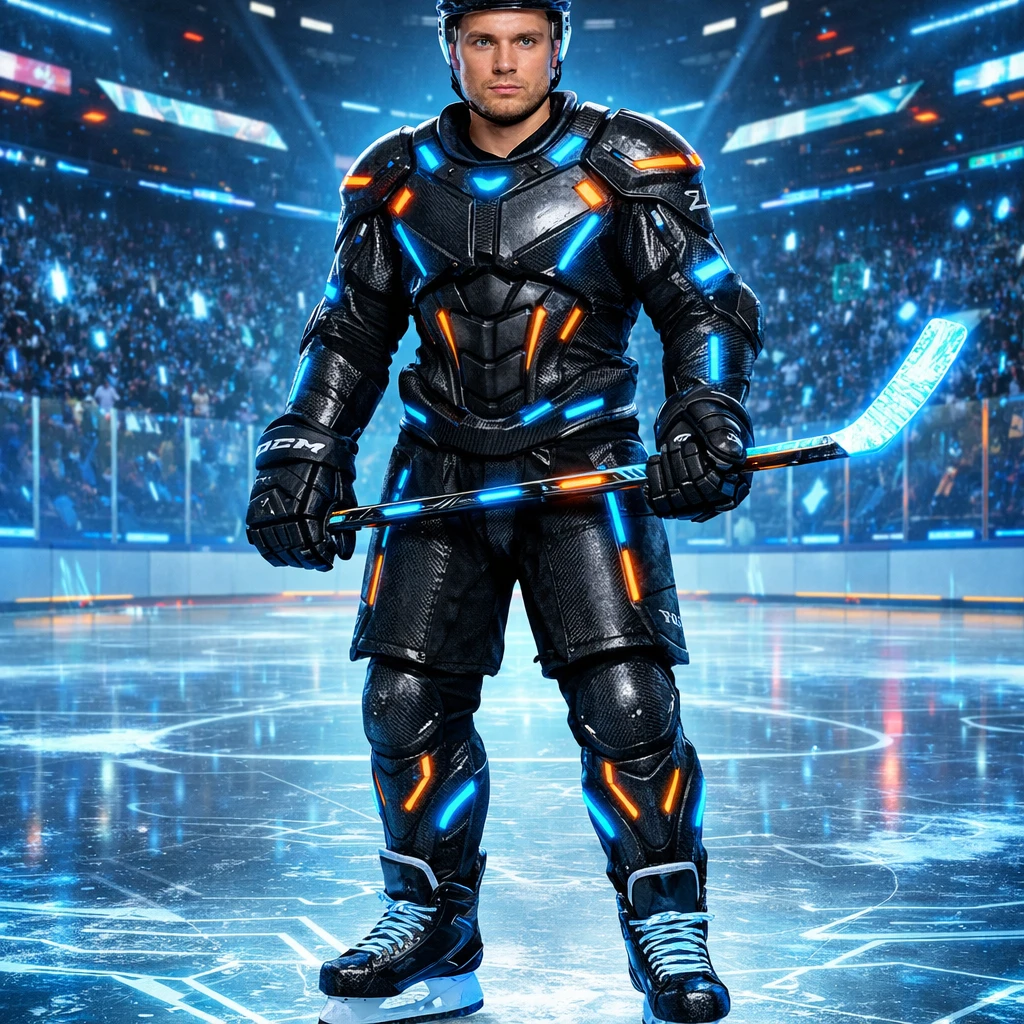 Герой игры в стиле киберхоккея — GPT Image 1.5 промт
